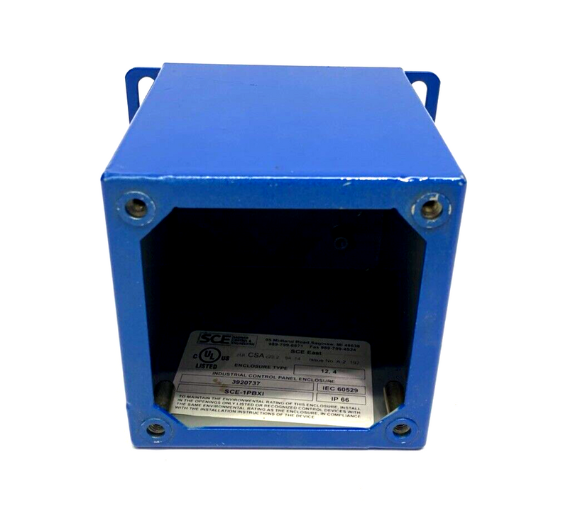 Saginaw SCE SCE-1PBXI Single Pushbutton Enclosure, 4"x4"x4.75" Blue, NO LID - Maverick Industrial Sales