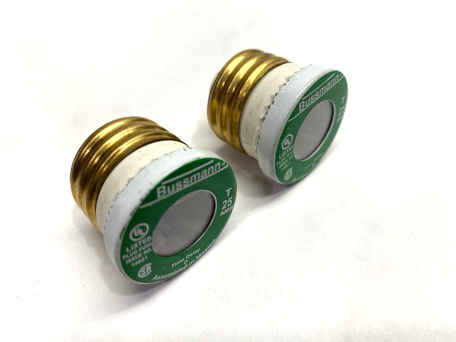 T-25 | Bussmann Time Delay Plug Fuse 125VAC 25A LOT OF 2 - New – Open box - Maverick Industrial Sales