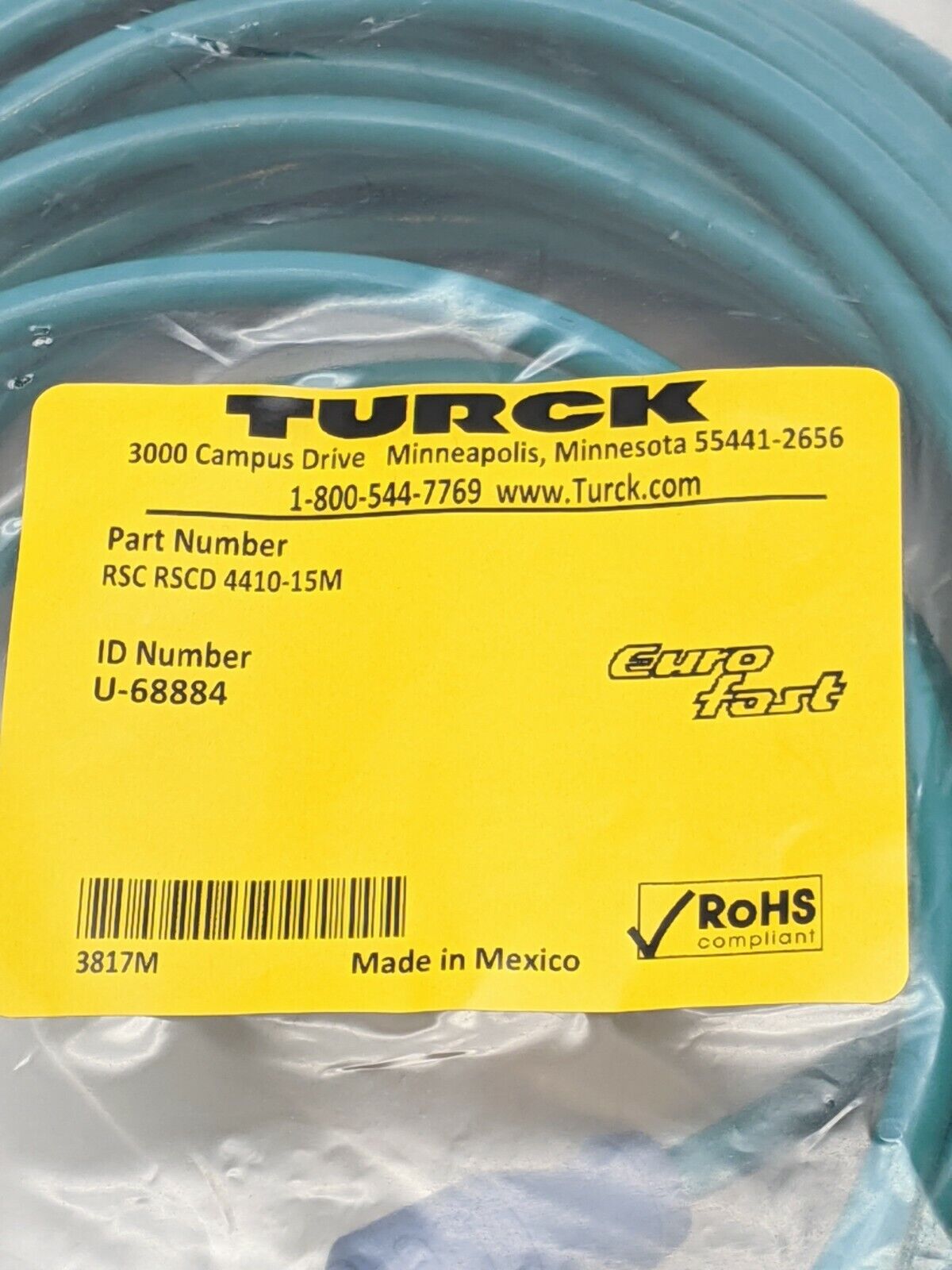 Turck RSC RSCD 4410-15M EuroFast Double-Ended Cordset U-68884 - Maverick Industrial Sales