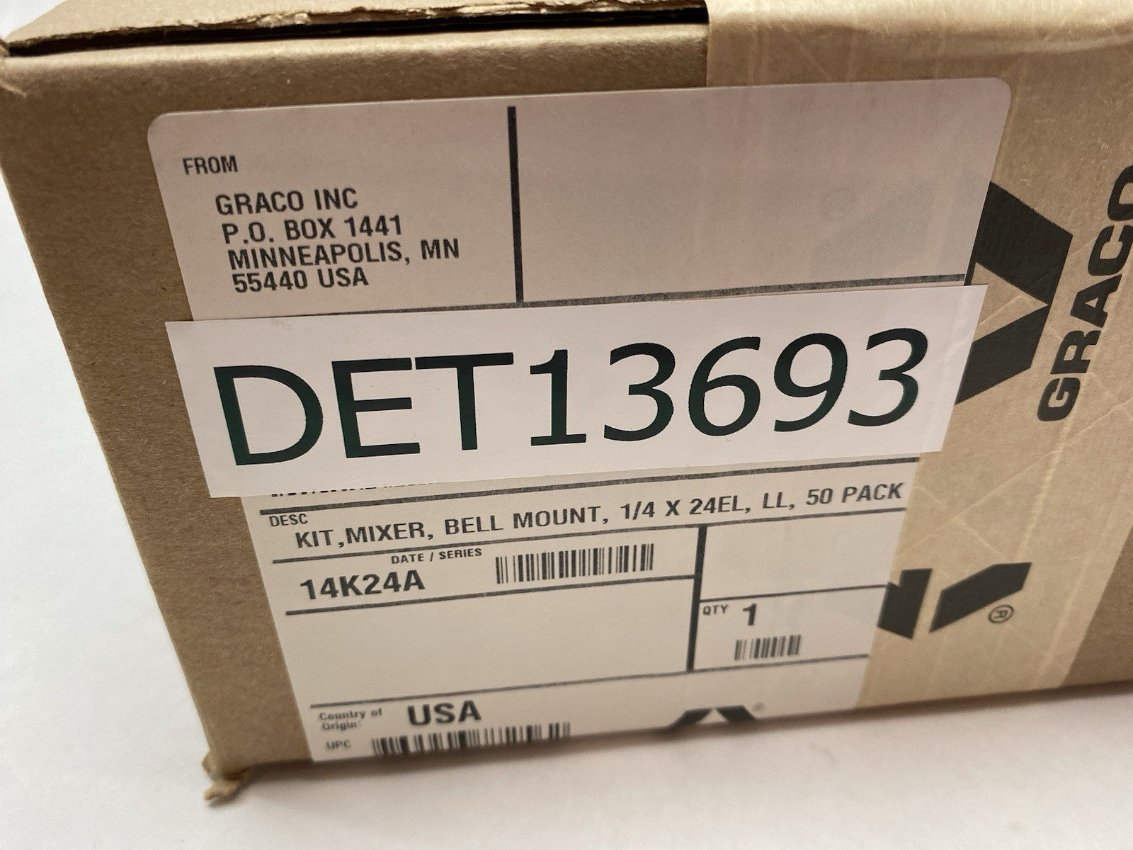 2001992 | Graco Kit, Mixer, Bell Mount, 1/4 X 24 El, 50 Pk UPC: 76994677256 - New - Maverick Industrial Sales