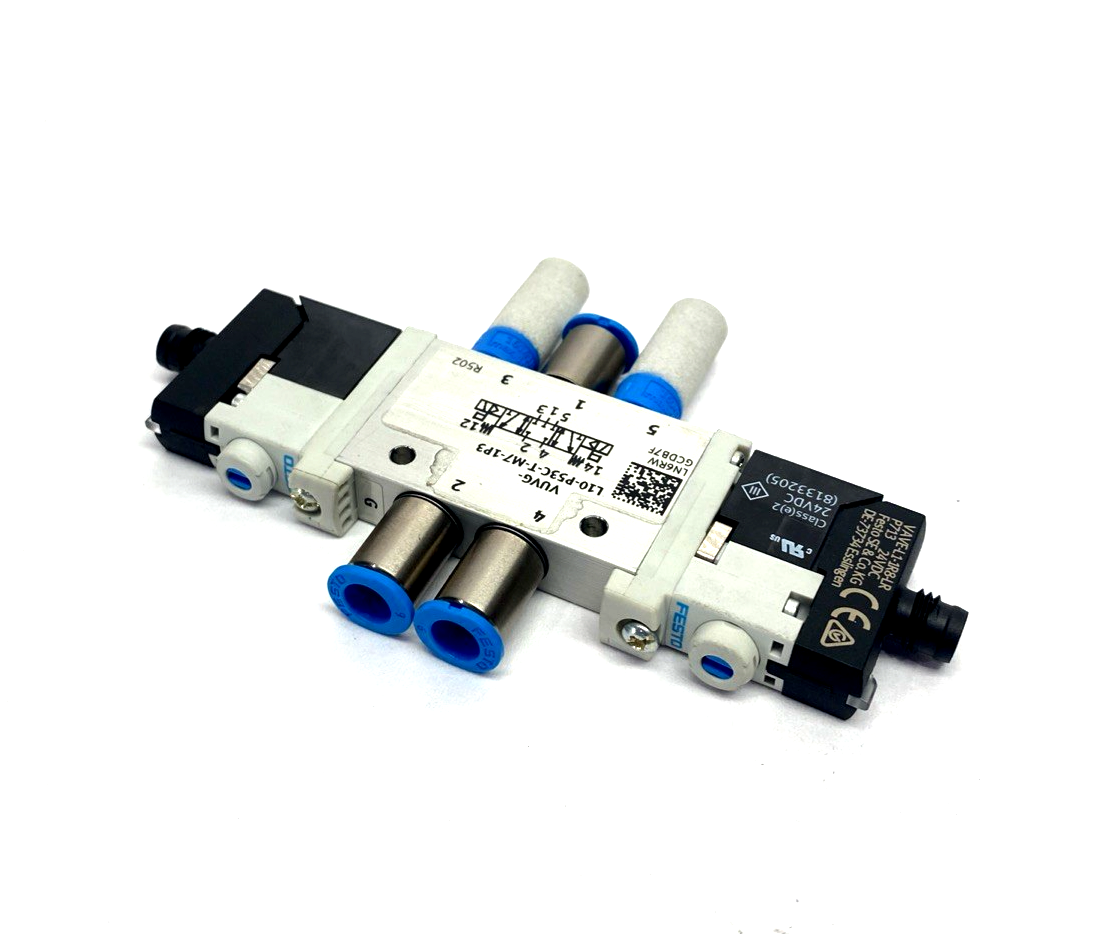 Festo VUVG-L10-P53C-T-M7-1P3 Air Solenoid Valve, 5/3, Closed 566476 - Maverick Industrial Sales