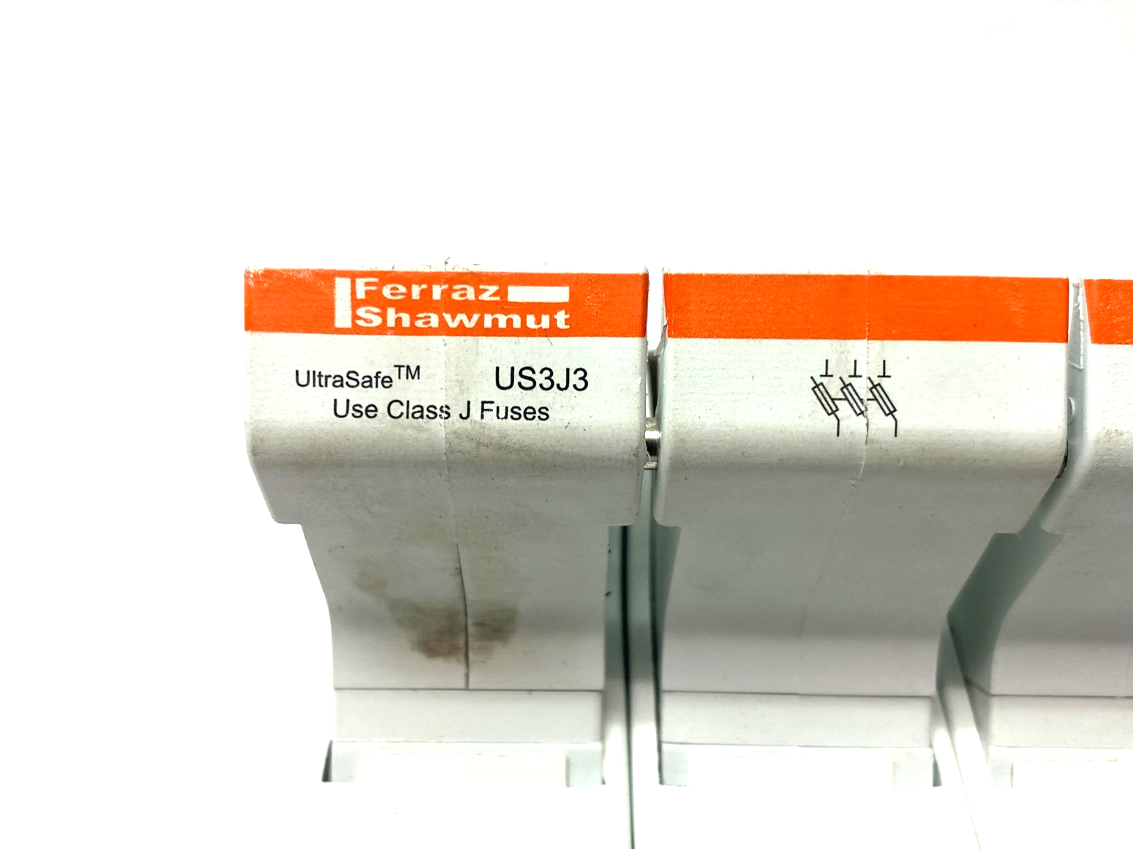 Mersen US3J3 Fuse Holder 3-Pole w/ Bussmann LPJ-30SP Low-Peak Fuses - Used - Maverick Industrial Sales