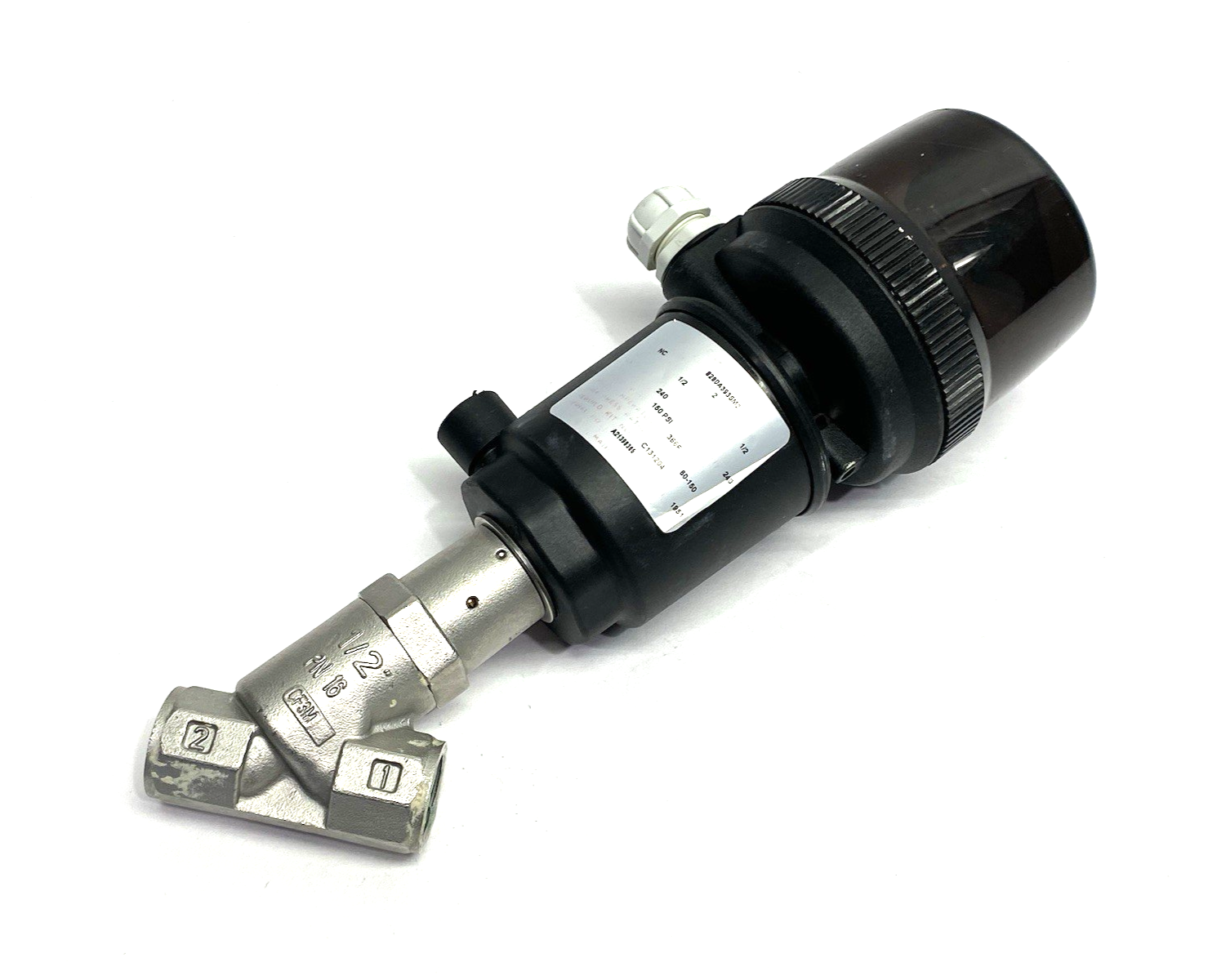 8290A393SM2 | Asco Angle Body 2-Way Motorized Piston Valve, 1/2" Normally Open - Used - Maverick Industrial Sales