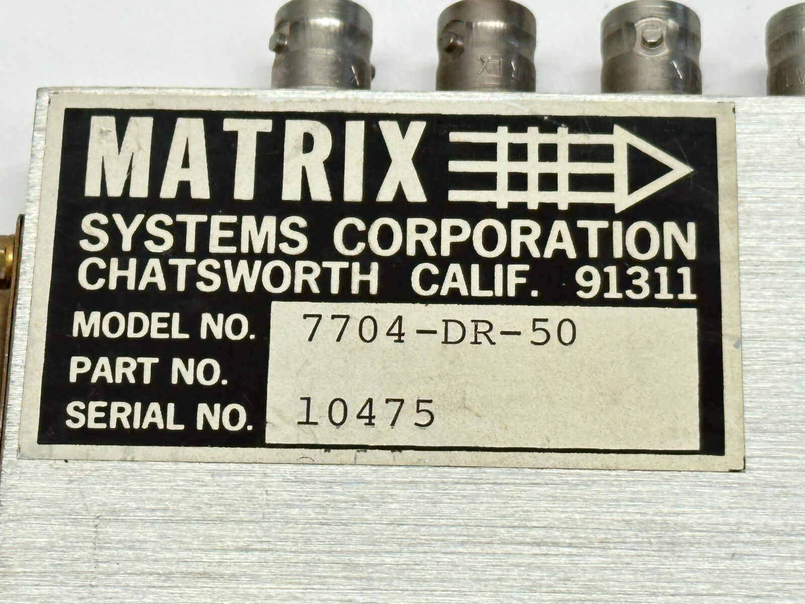 Matrix Systems 7704-DR-50 Coaxial Relay Module 7000 Series Options DR 50 - Maverick Industrial Sales