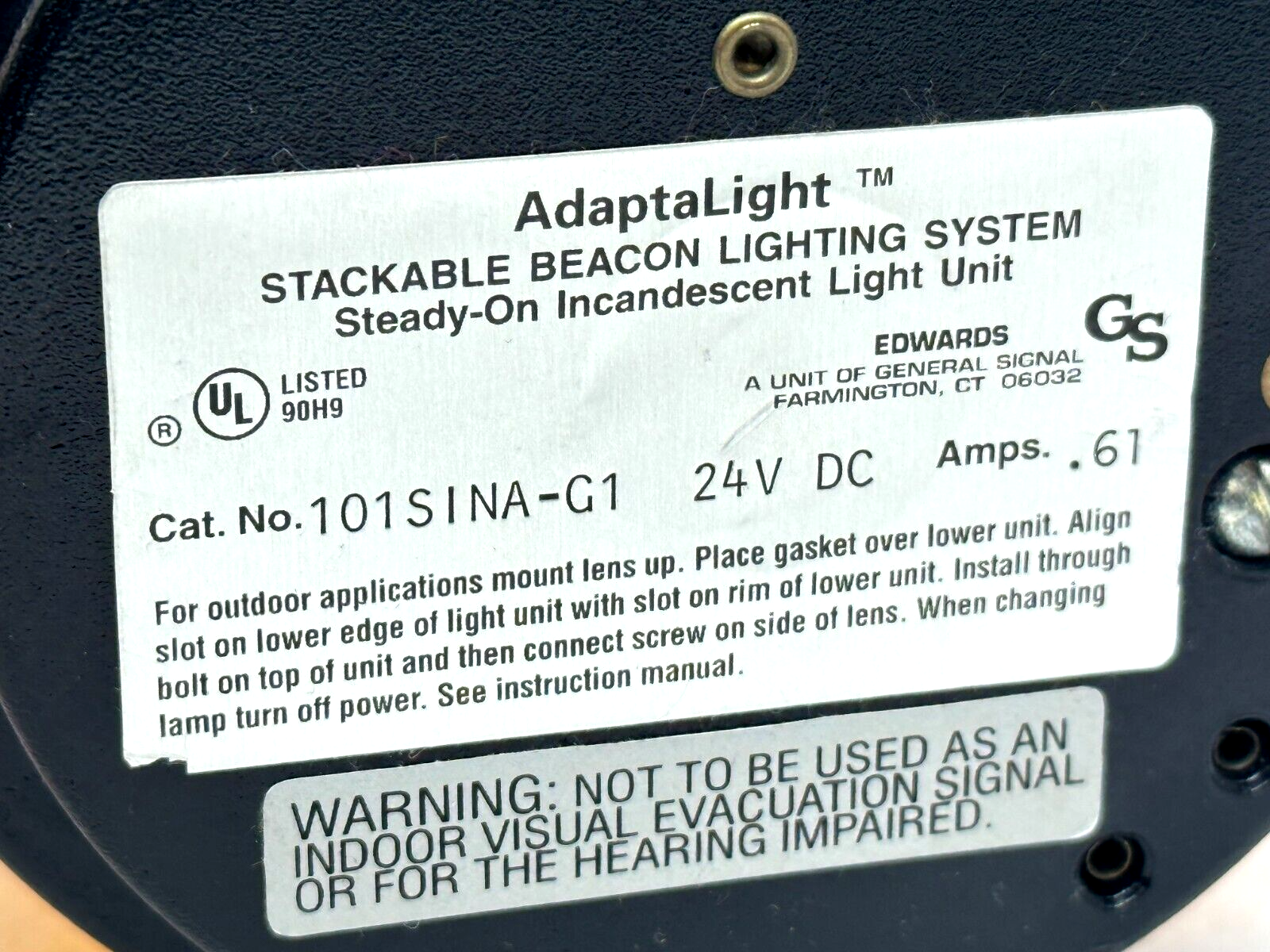 Edwards 101SINA-G1 AdaptaLight 101 Series Stackable Beacon Light Amber .61A 24V - Maverick Industrial Sales