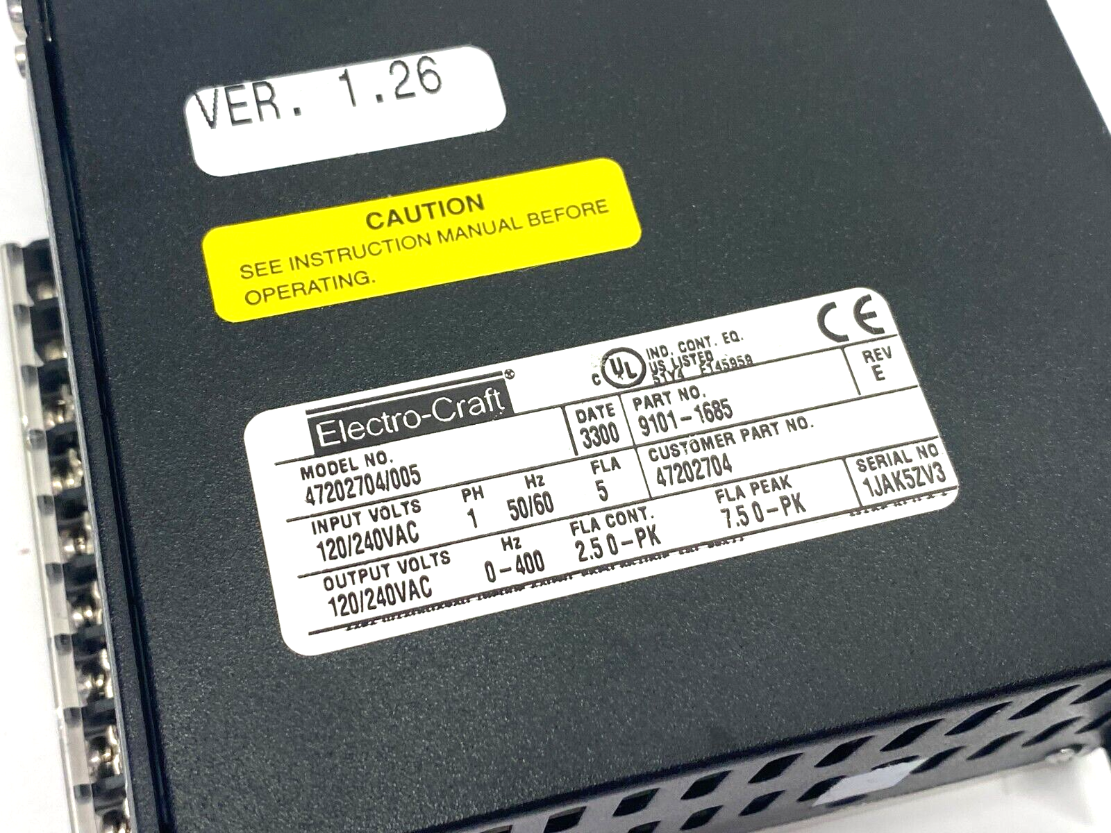 Electro-Craft 47202704/005 BRU Ser Advantage Line Servo Drive 1-Phase 9101-1685 - Maverick Industrial Sales