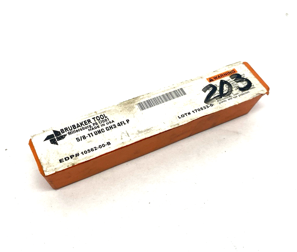 10562-00-B | Brubaker Tool Straight Flute Plug Tap 5/8-11 NC H3 4FL HSS - New – Open box - Maverick Industrial Sales