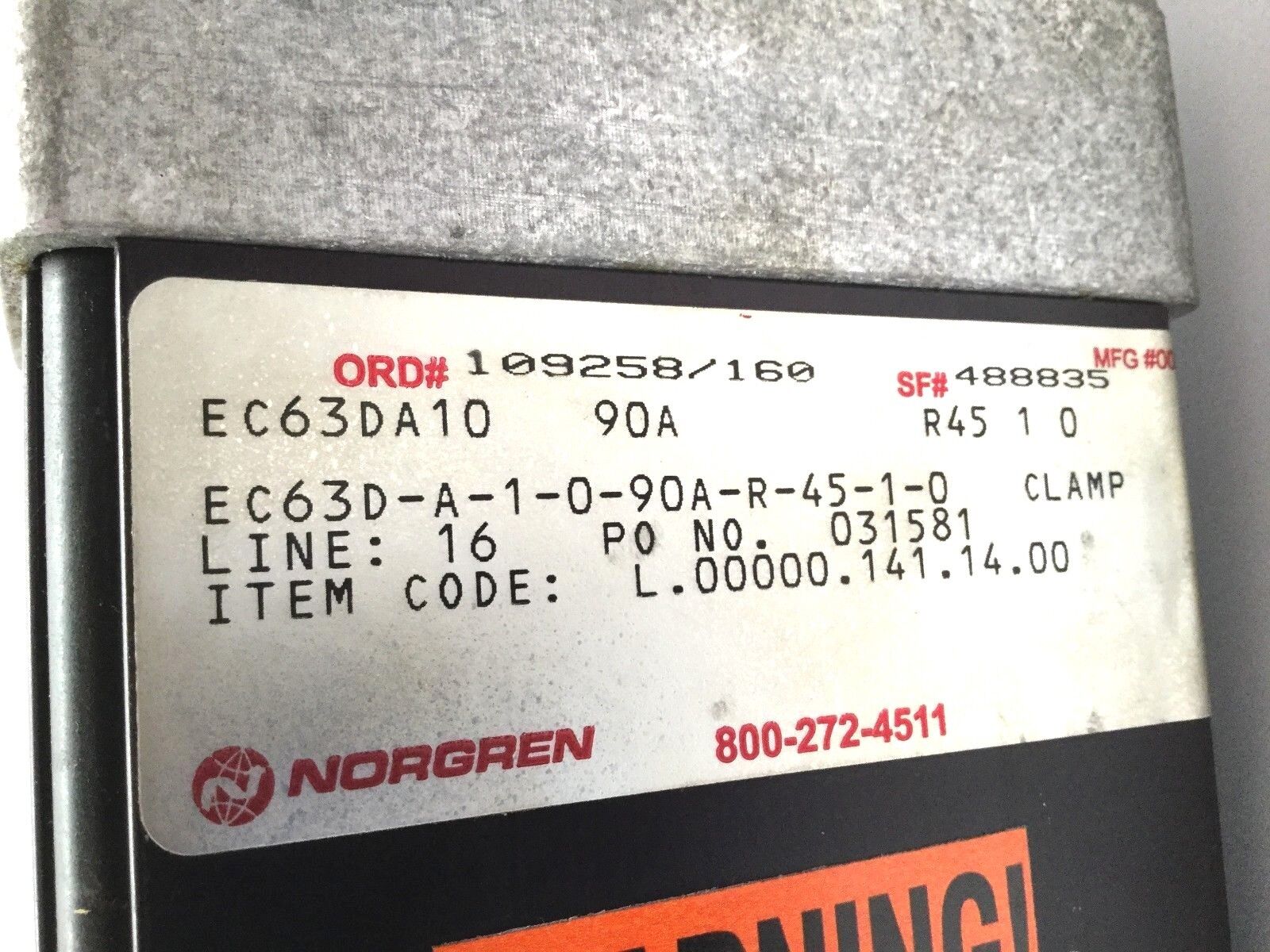 Norgren EC63D-A-0-90A-R-45-1-0 Pneumatic Robotics Power Clamp - Maverick Industrial Sales