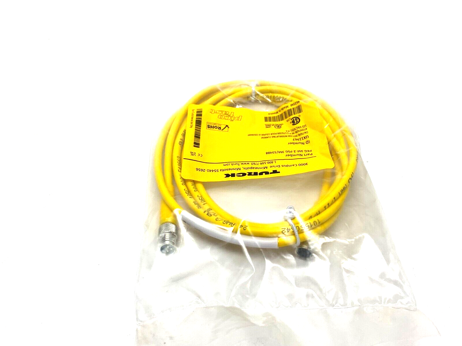 Turck PKG 3M-2-PSG 3M/S3488 Picofast Double Ended Cordset UX11967 - Maverick Industrial Sales