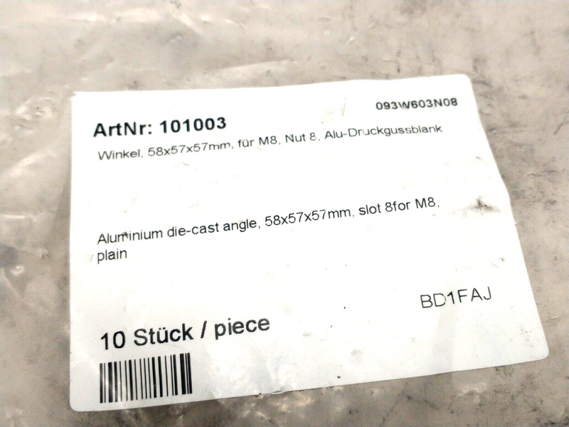 Fath 101003 Aluminum Angle Bracket 58x57x57mm 093W603N08 LOT OF 10 - Maverick Industrial Sales