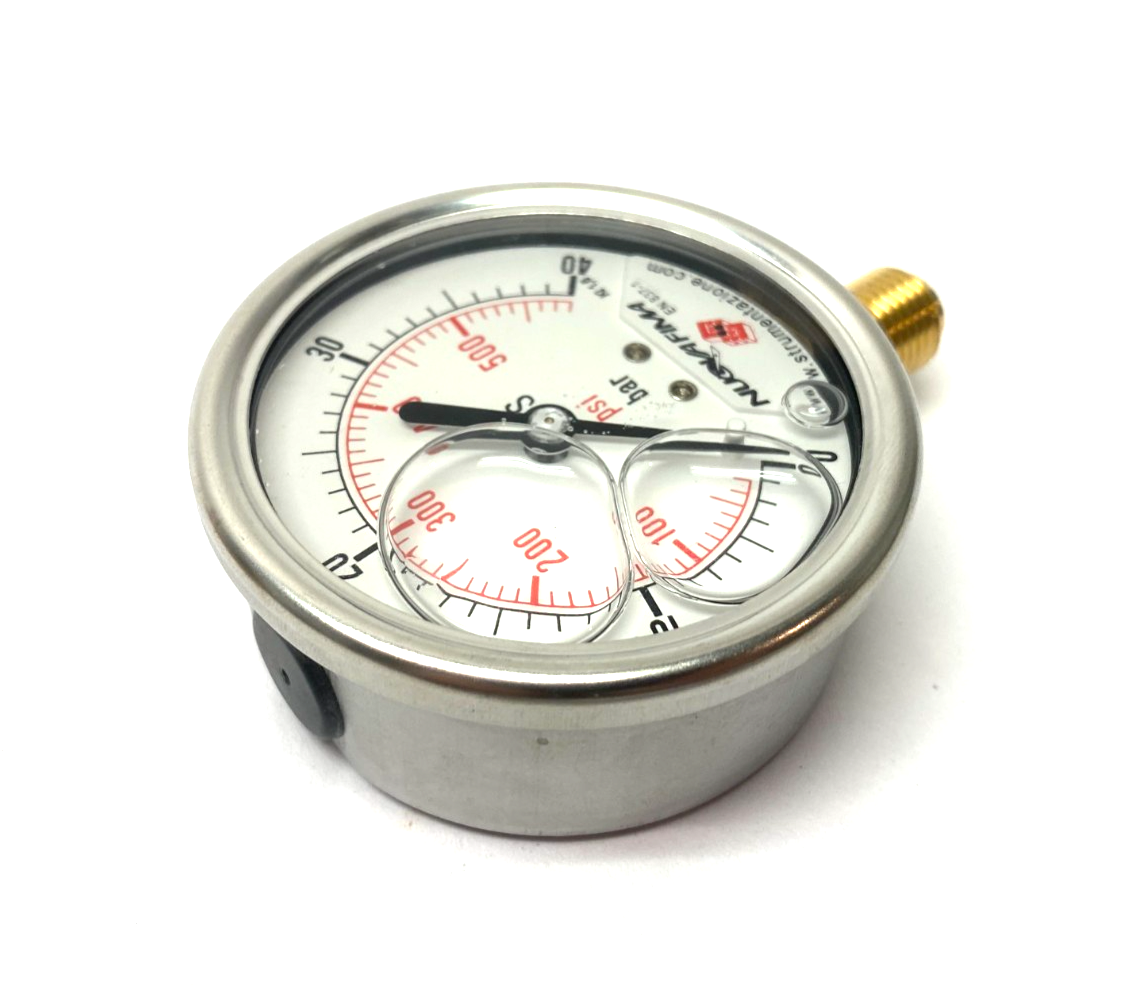 Nuova Fima M63R.GL040G14 Radial Glycerine Manometer 0-40 bar, G 1/4, 63 mm - Maverick Industrial Sales