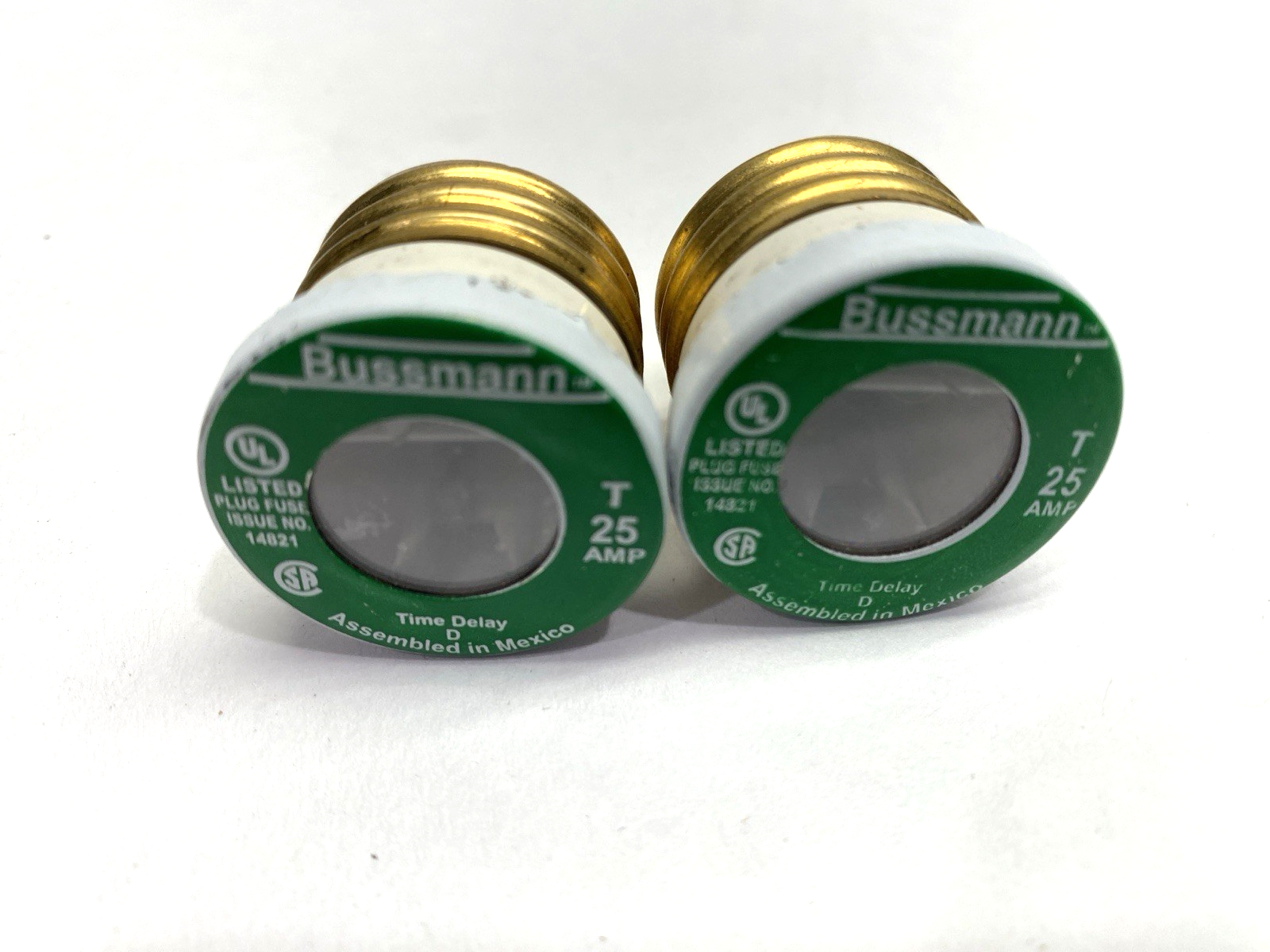 T-25 | Bussmann Time Delay Plug Fuse 125VAC 25A LOT OF 2 - New – Open box - Maverick Industrial Sales
