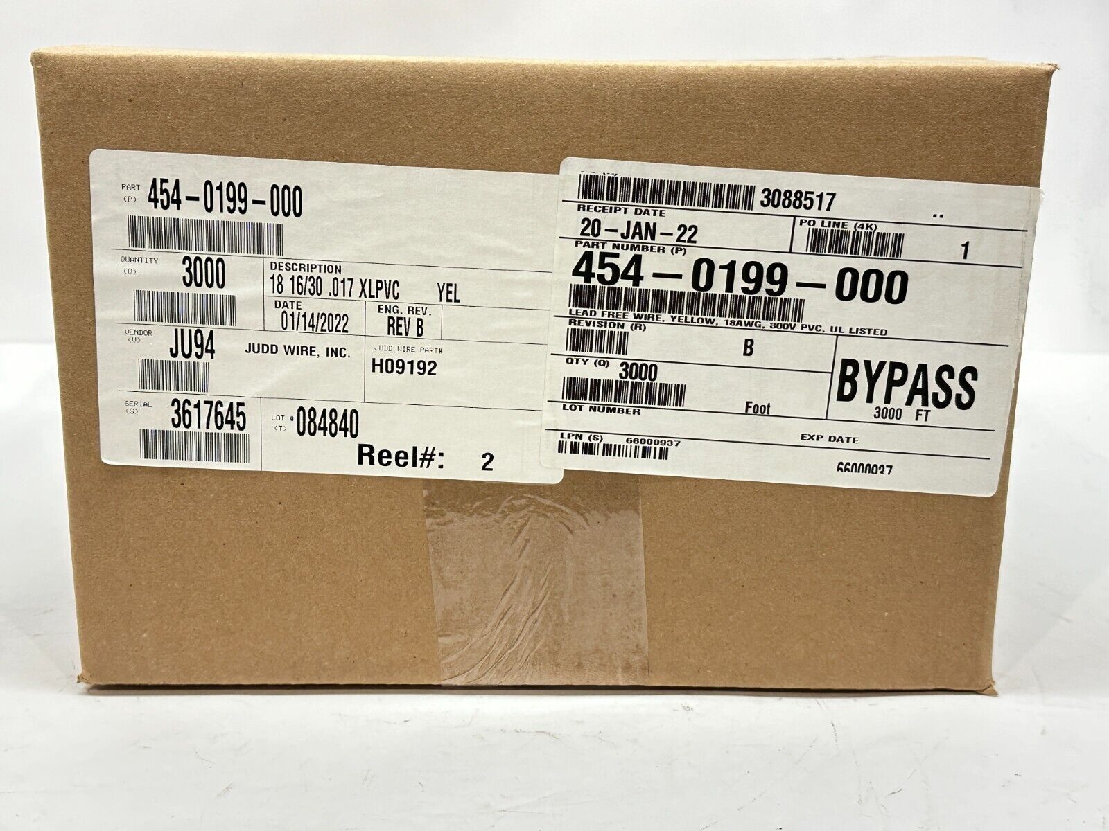 Judd Wire 454-0199-000 Wire 18 AWG 16/30 .017 XLPVC H09192 3000ft Spool - Maverick Industrial Sales