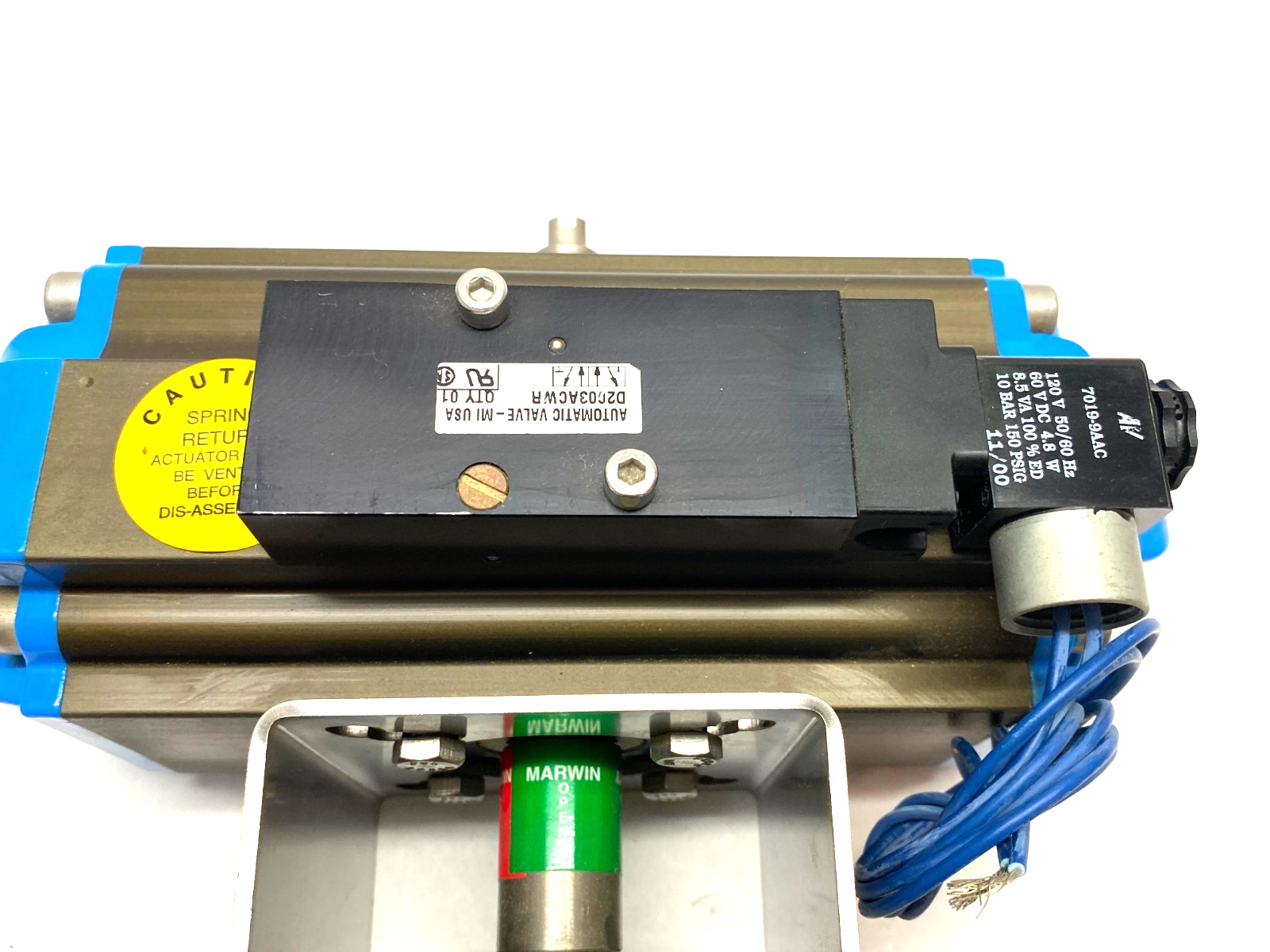 Marwin UT Series Pneumatic Ball Valve Actuator Assembly, 1-1/2", 3-Way - Maverick Industrial Sales