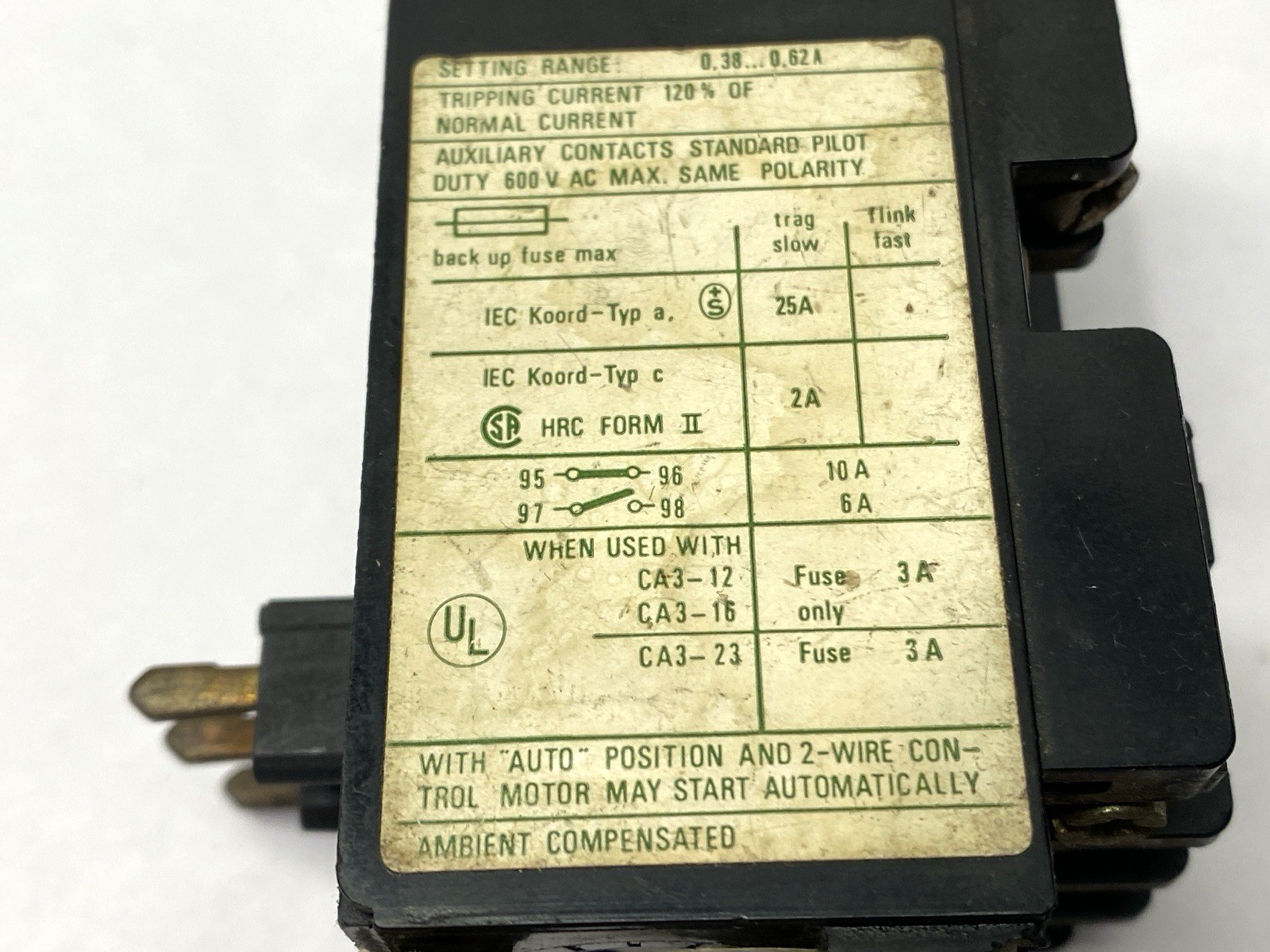 CT3-12-0.62 | Sprecher+Schuh Thermal Overload Relay 0.38-0.62A - Used - Maverick Industrial Sales