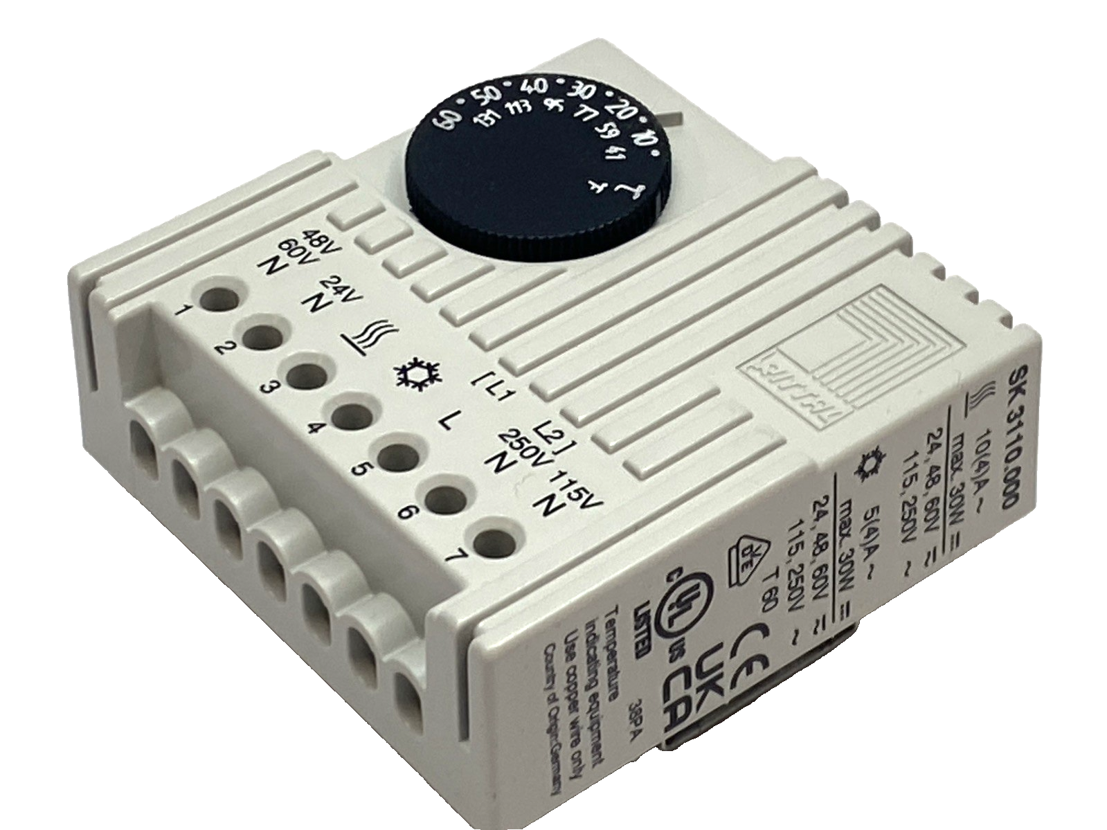 Rittal 3110.000 Internal Enclosure Thermostat 5–60°C 24–230V AC/DC - Maverick Industrial Sales