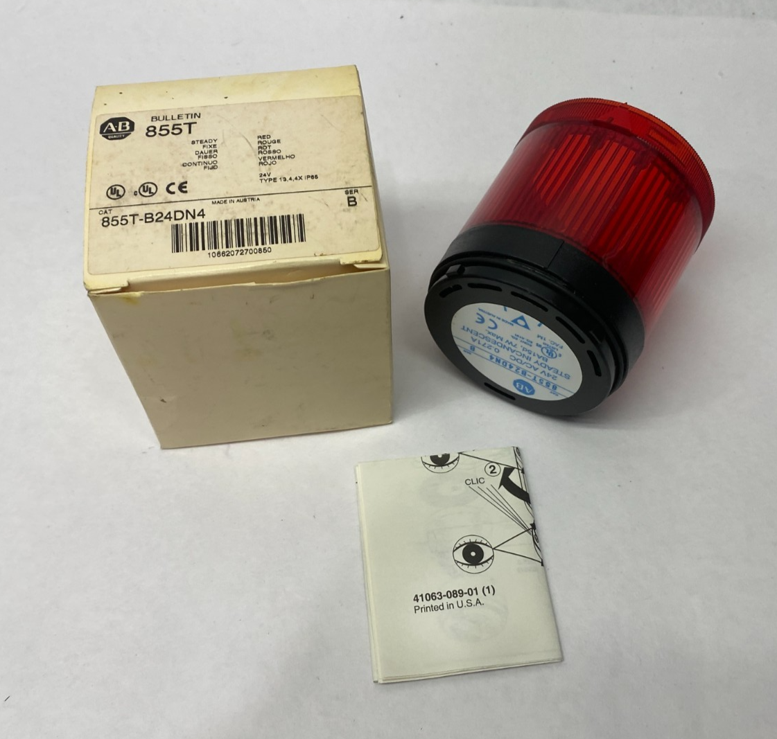 855T-B24DN4 | Allen Bradley Ser. B Steady Red Incandescent Stack Light, 70mm, 24V - New – Open box - Maverick Industrial Sales