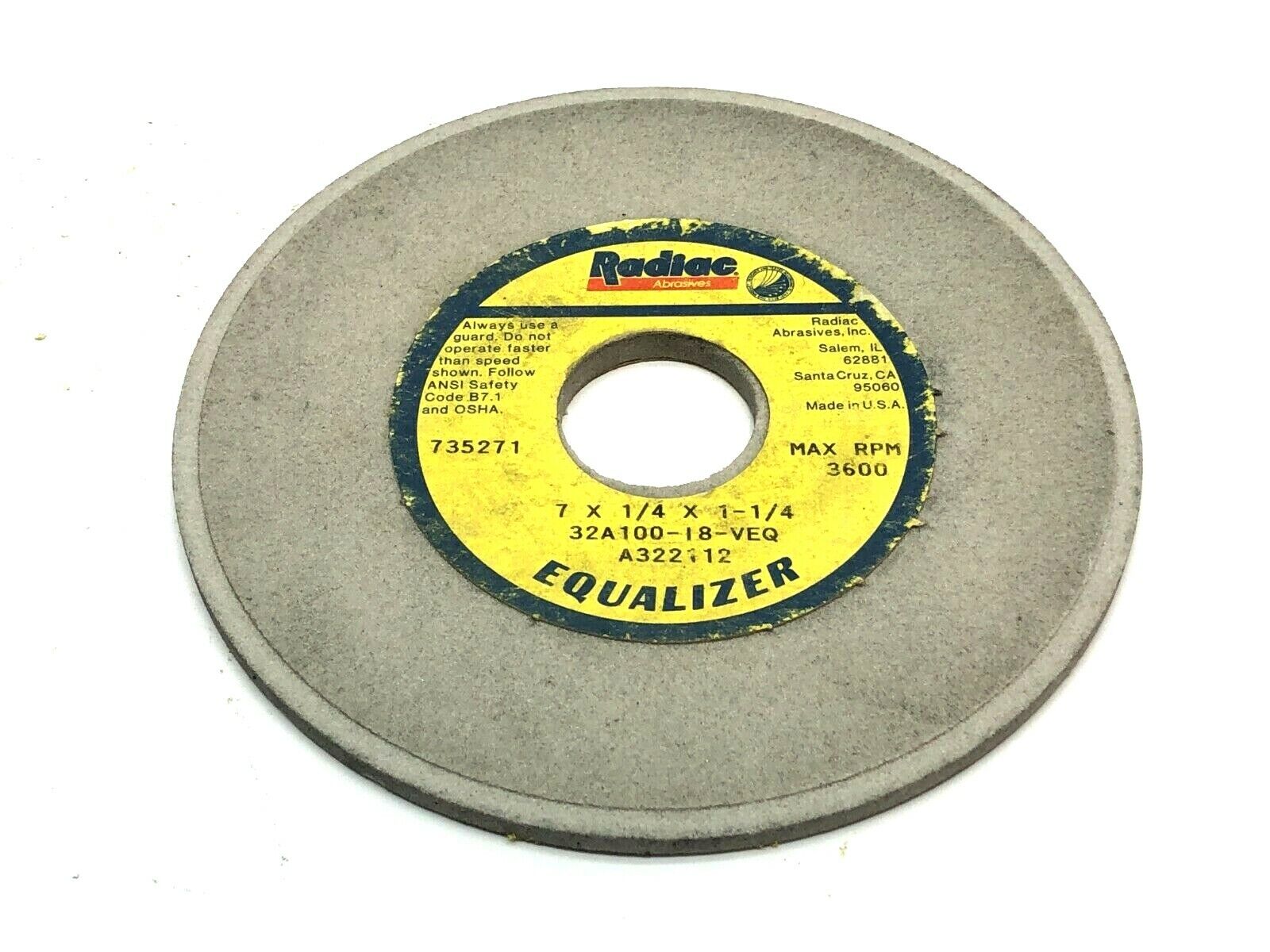 Radiac Miscellaneous Grinding Wheels 1-1/4" Bore 3600-4140 RPM LOT OF 3 - Maverick Industrial Sales