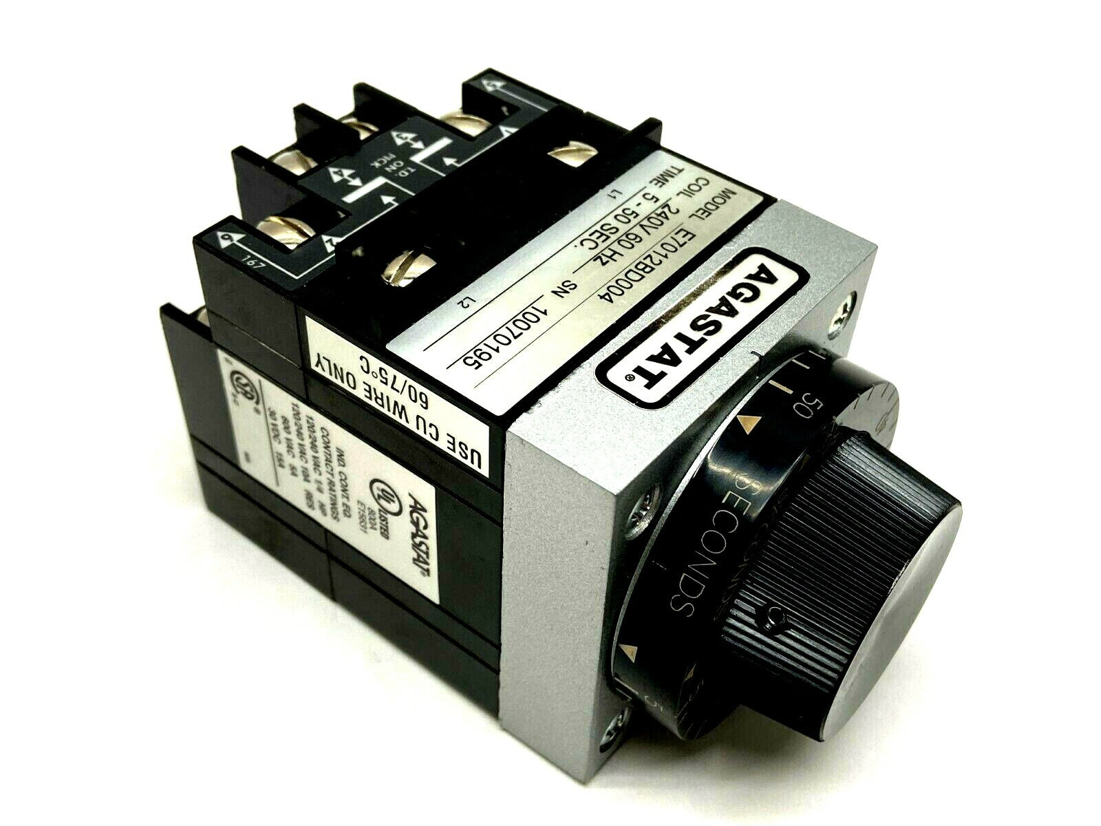 Tyco Agastat E7012BD004 3-1423168-0 Timing Relay 240V DC Coil 5-50 Sec. - Maverick Industrial Sales