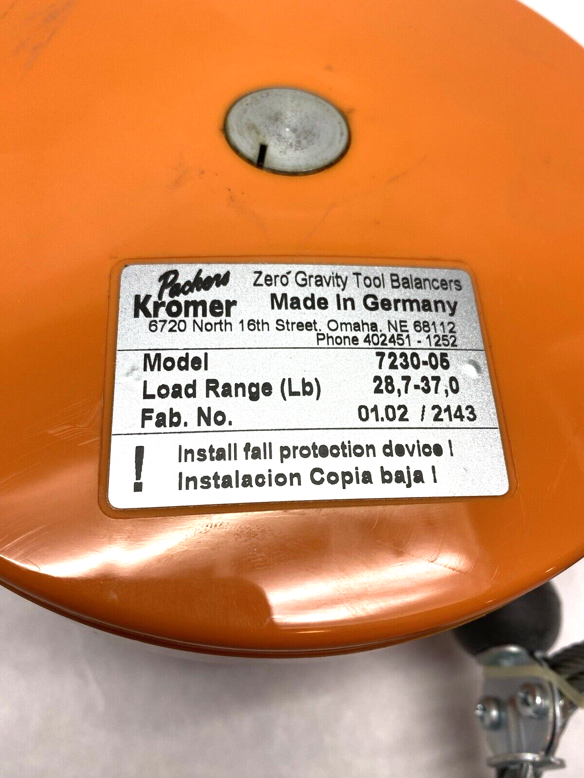 7230-05 | Packers Kromer Zero Gravity Tool Balancer 28,7-37,0 lb - Used - Maverick Industrial Sales