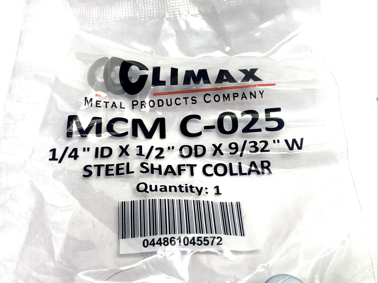 C-205 | Climax Metal Products MCM Shaft Collar 1/4" ID x 1/2" OD x 9/32" W 2-PACK - New - Maverick Industrial Sales