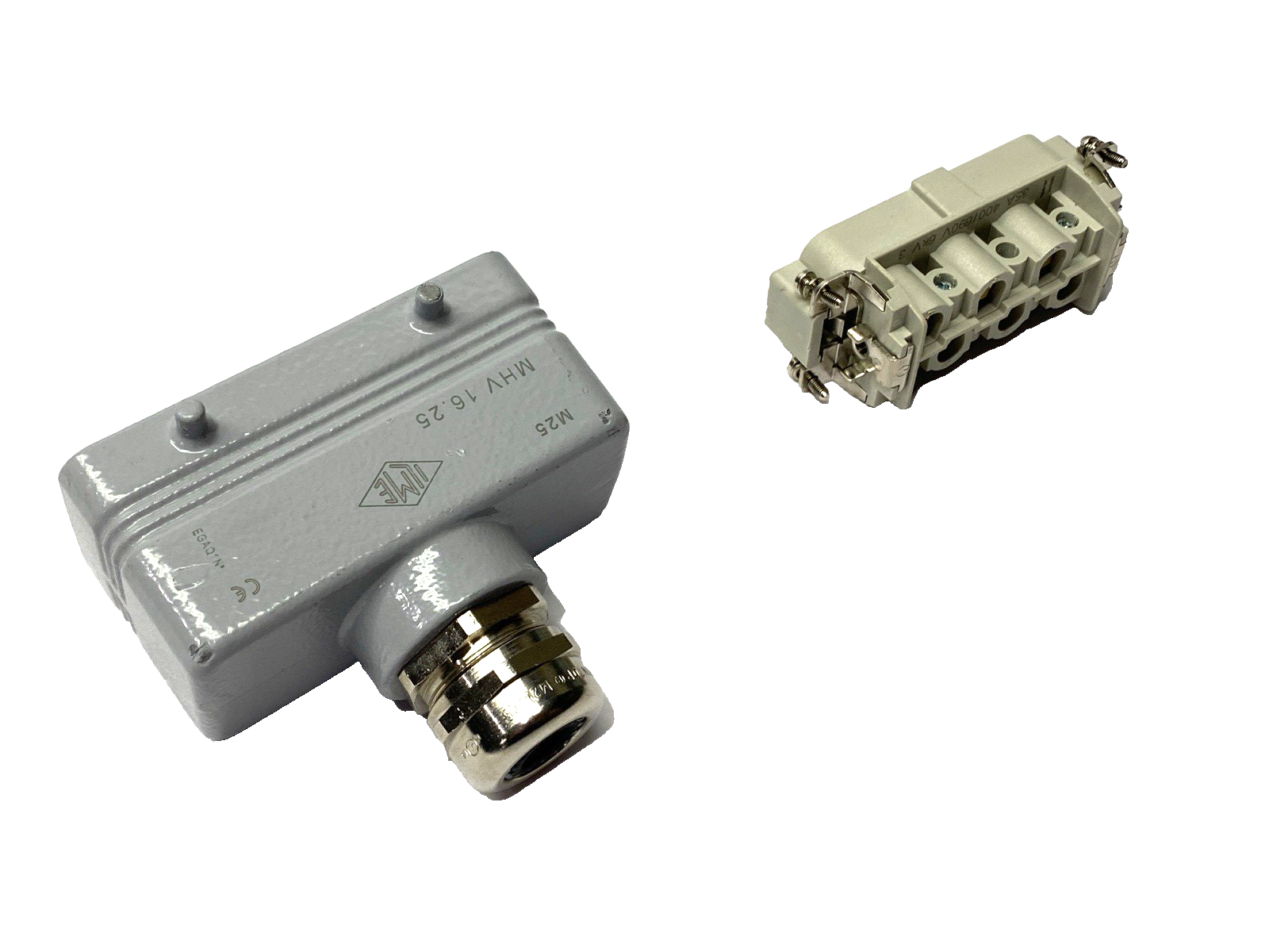 ILME CPM-06 Male Rectangular Insert 6-Pin w/ MHV-16.25 Connector Hood M25 Entry - Maverick Industrial Sales