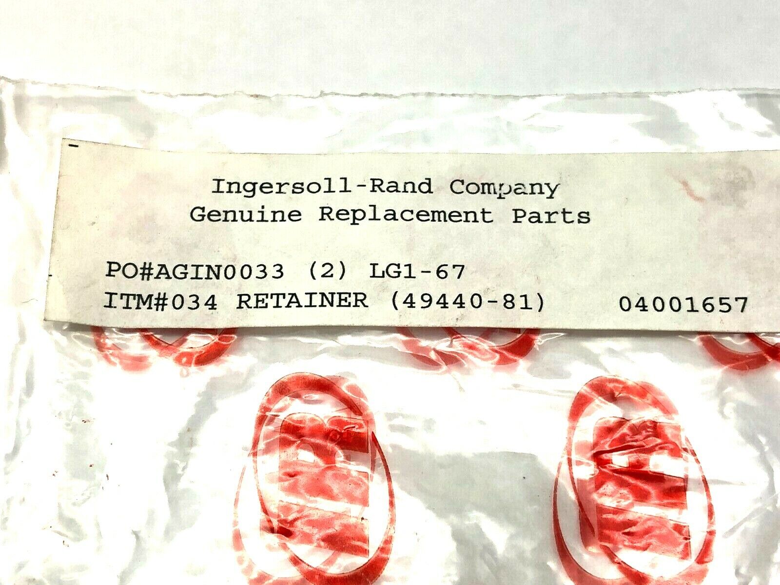 Ingersoll Rand LG1-67 Retainer 49440-81 LOT OF 2 - Maverick Industrial Sales