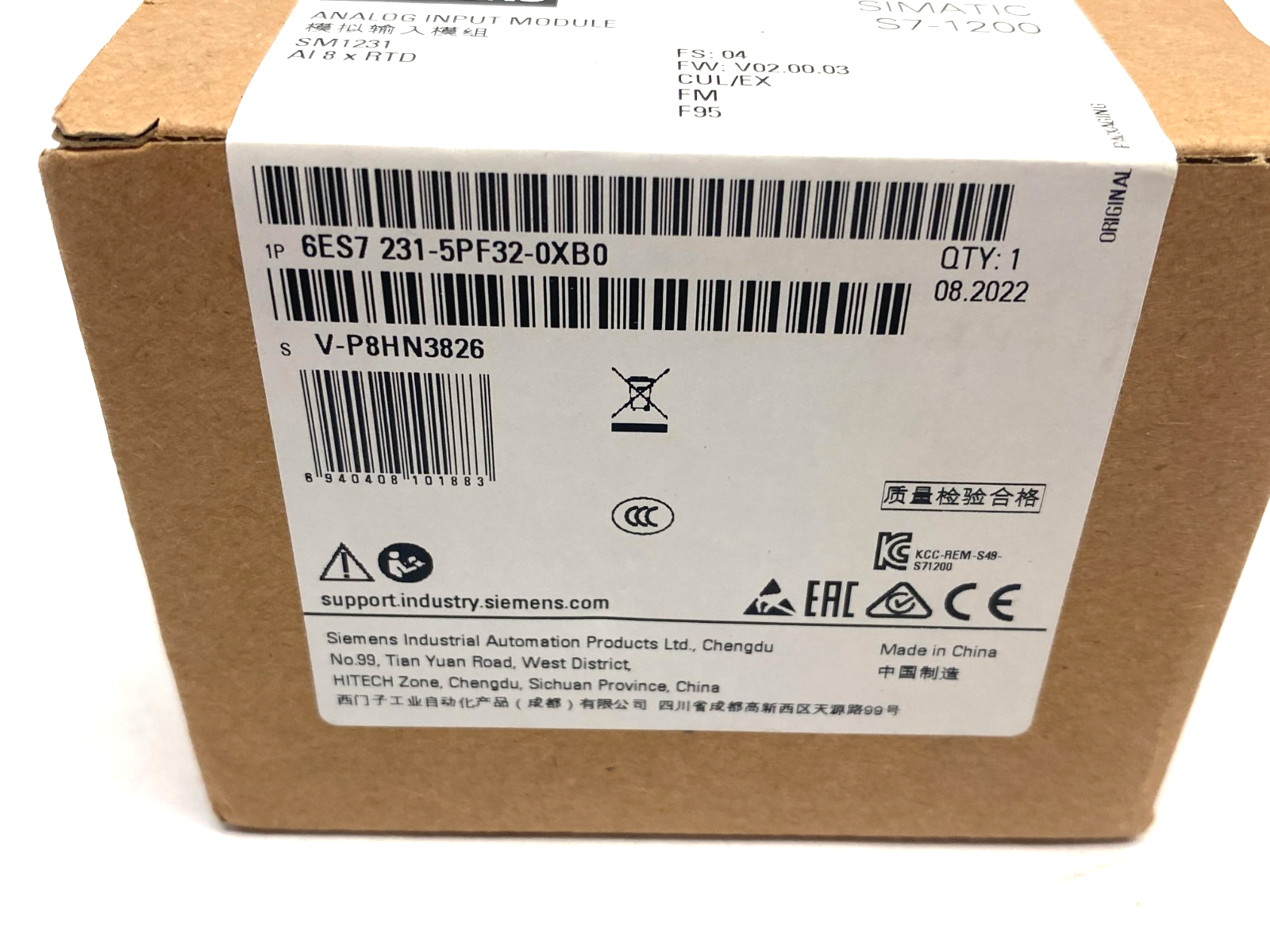 Siemens 6ES7 231-5PF32-0XB0 SIMATIC S7-1200 Analog Input Module SM1231 AI 8xRTD - Maverick Industrial Sales