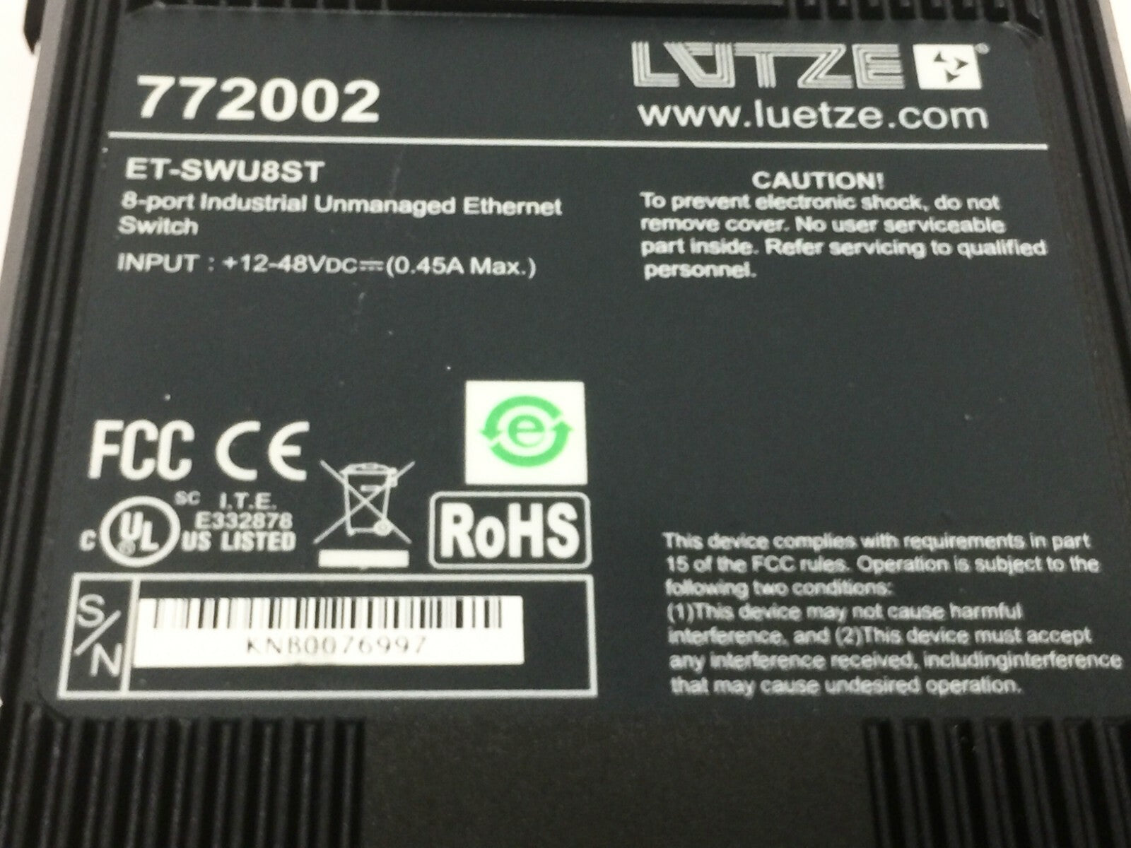 Luetze ET-SWU8ST Unmanaged Ethernet Switch 8-Port 772002 - Maverick Industrial Sales