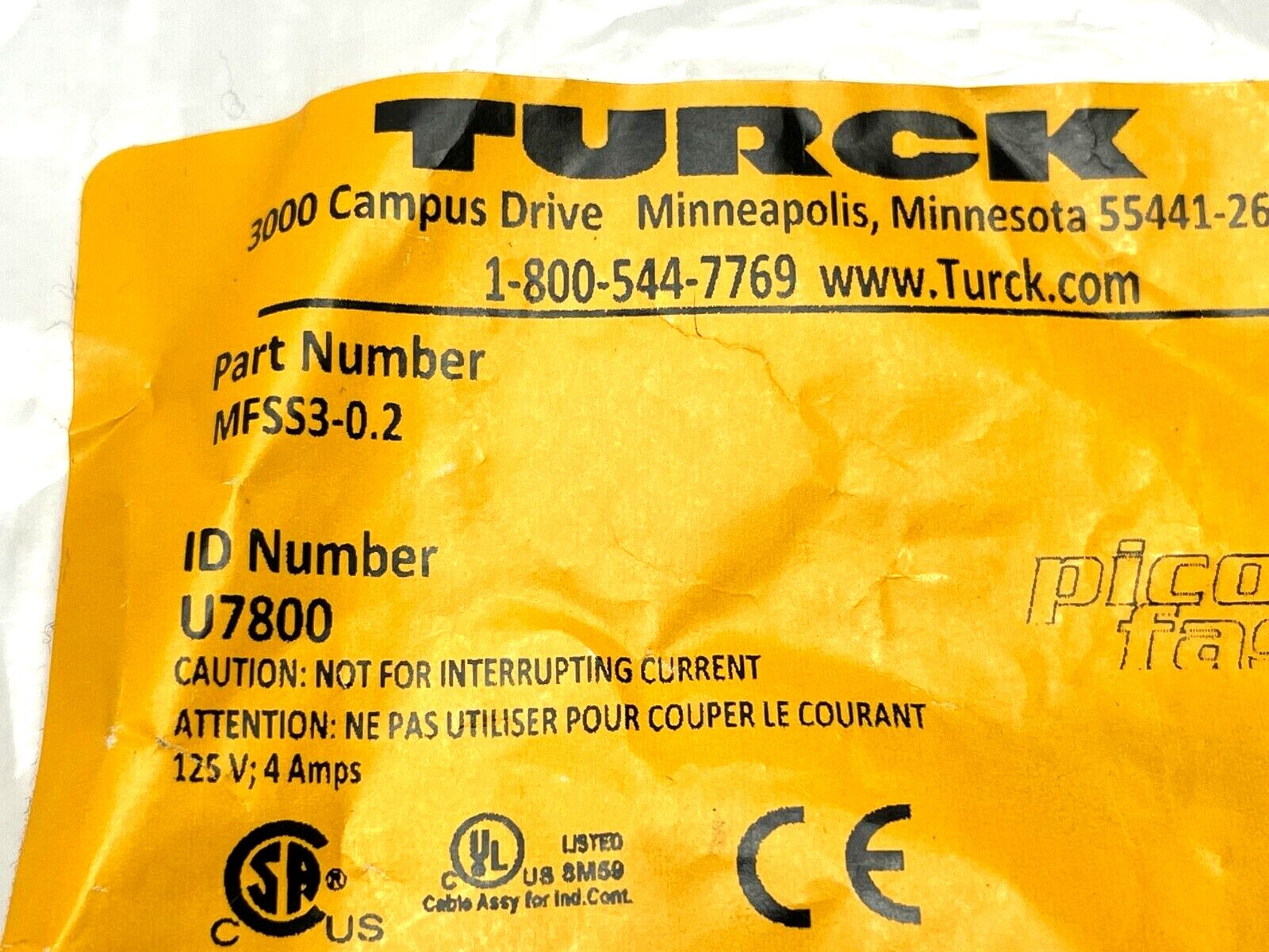 MFSS3-0.2 | Turck Actuator and Sensor Receptacle U7800 - New - Maverick Industrial Sales