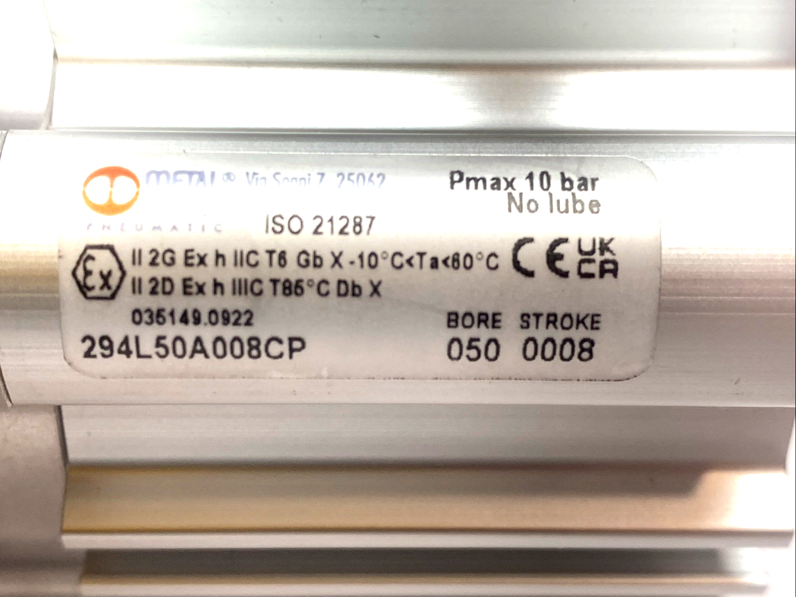 29L50A008CP | Metal Work Pneumatic Cylinder 50mm Bore 8mm Stroke SP0248332 - New – Open box - Maverick Industrial Sales