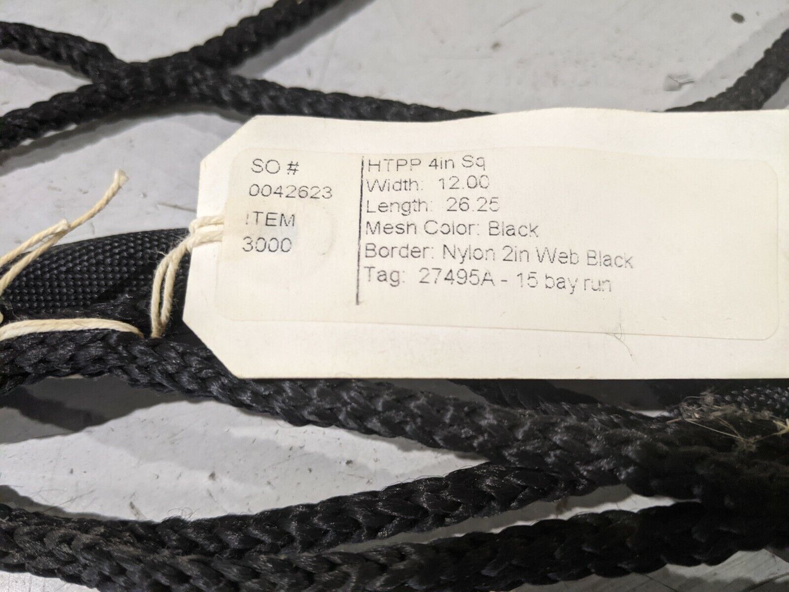 InCord M3000BK Knotless Netting 4" Square Holes 2" Web Border 26.25ft x 12ft - Maverick Industrial Sales