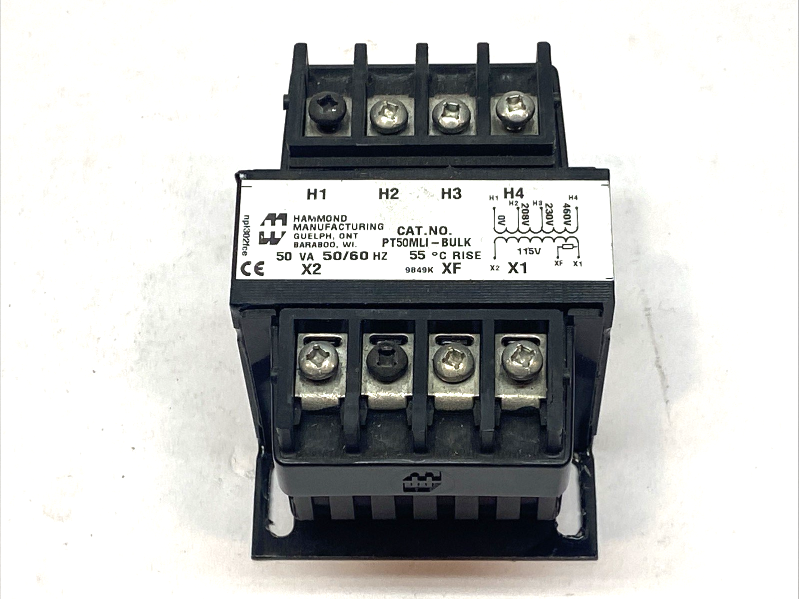 Hammond PT50MLI - BULK Industrial Control Transformer 50VA 208/230/460V to 115V - Maverick Industrial Sales