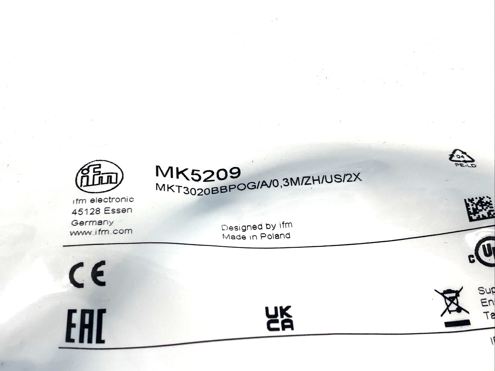 ifm MK5209 T-Slot Cylinder Sensor, 0.3m, MKT3020BBPKG/A/0,3M/ZH/US/2X - Maverick Industrial Sales