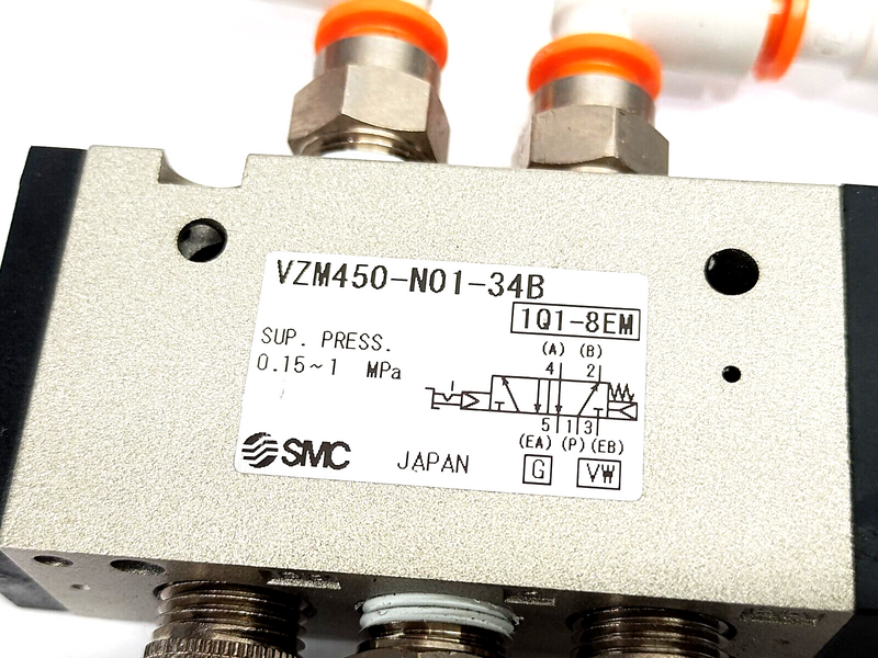 SMC VZM450-N01-34B 5-Port Mechanical Pneumatic Valve NO SELECTOR KNOB - Maverick Industrial Sales