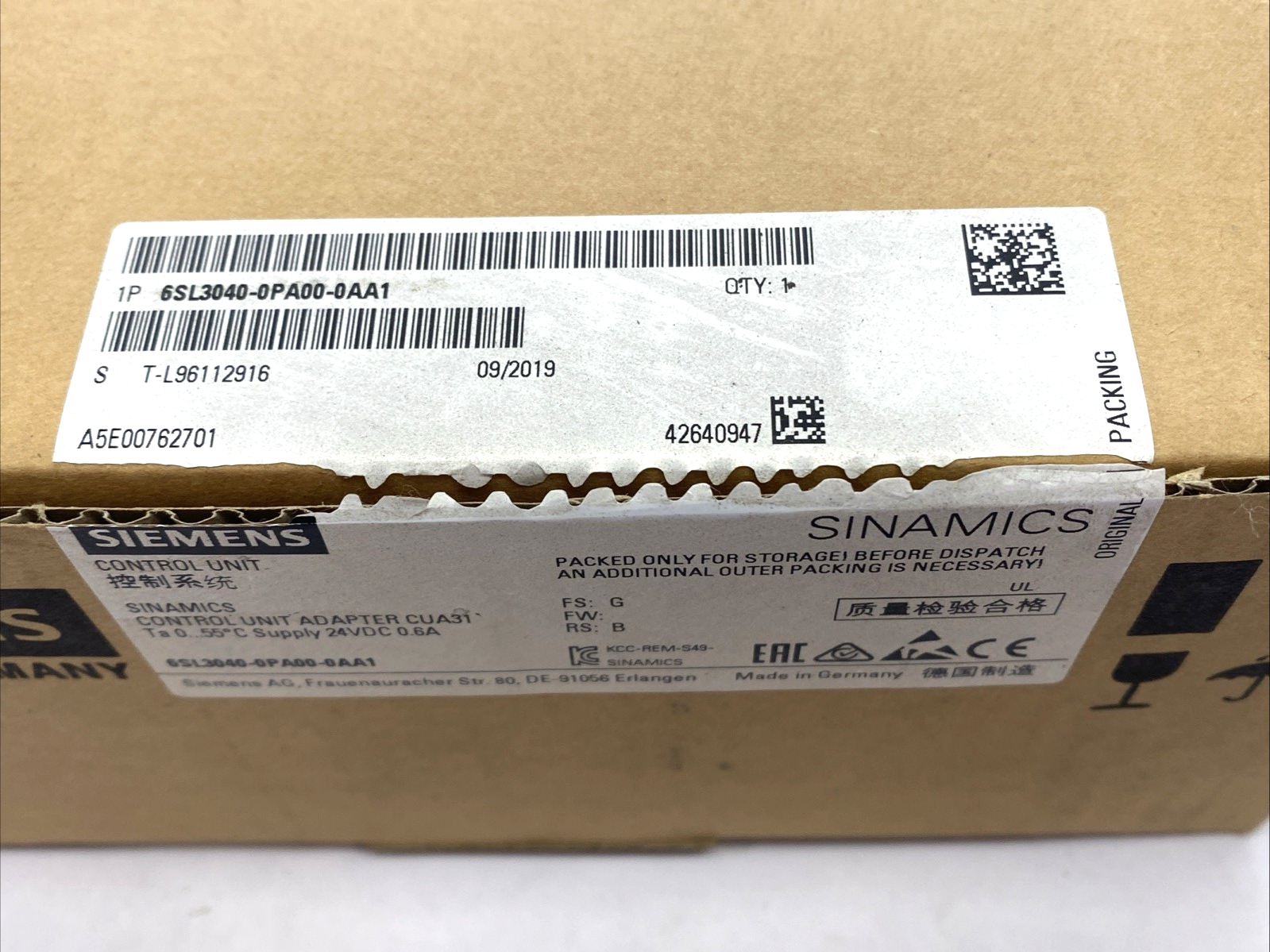 Siemens 6SL3040-0PA00-0AA1 SINAMICS CU31 Control Unit Adapter 24VDC - Maverick Industrial Sales