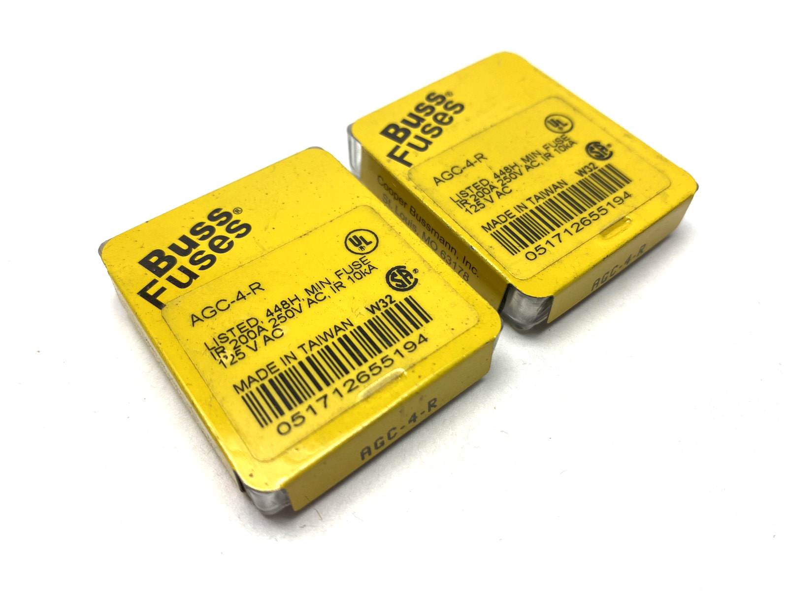 Cooper Bussmann AGC-4-R Miniature Fuse 4A 250VAC LOT OF 10 - Maverick Industrial Sales