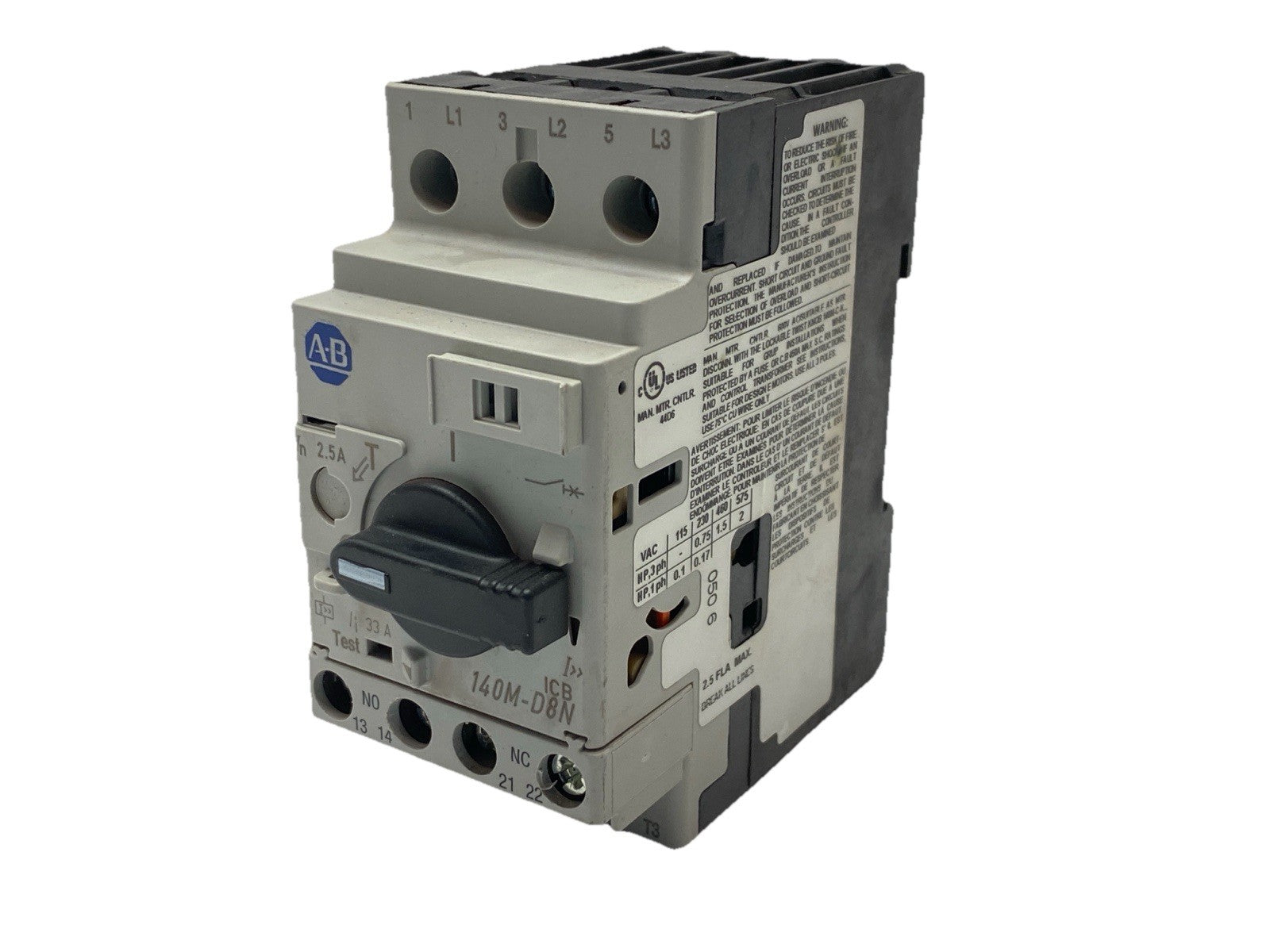 Allen Bradley 140M-D8N-B25 Ser C Motor Circuit Protector Circuit-Breaker 2.5A - Maverick Industrial Sales