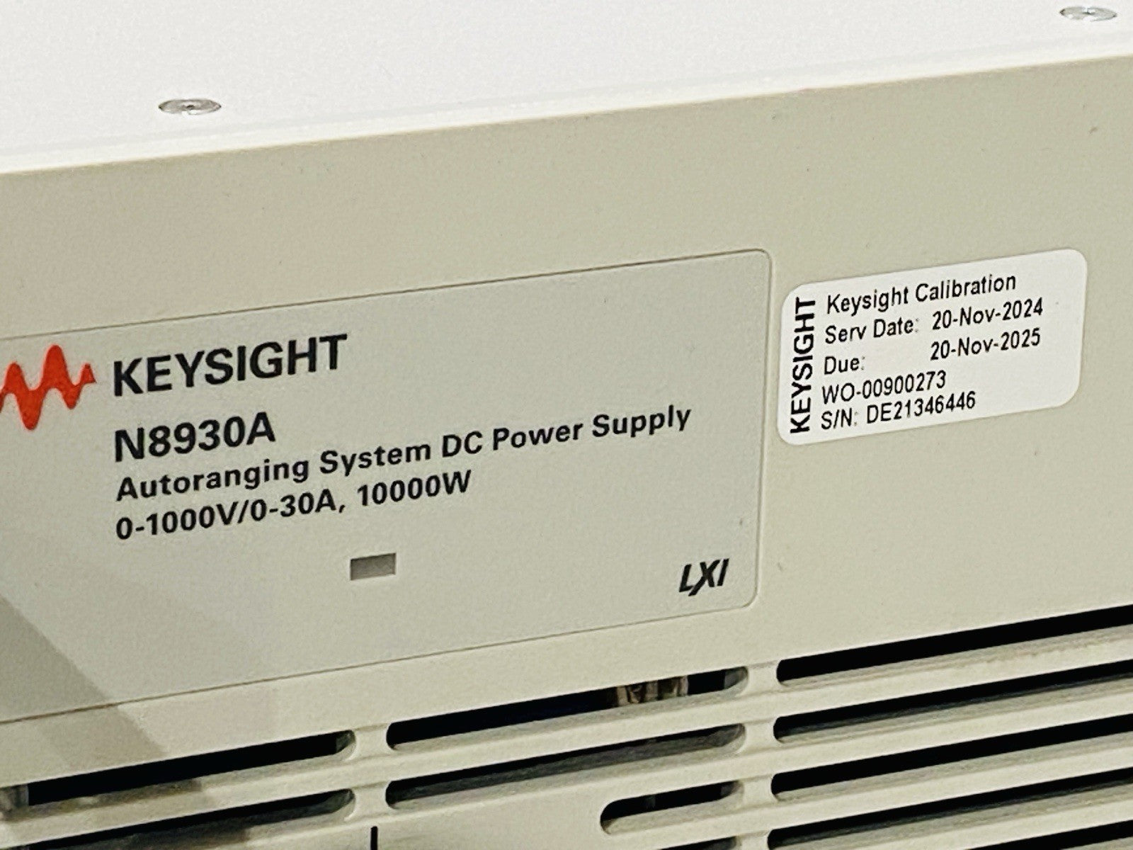 Keysight N8930A Autoranging System DC Power Supply 1,000V 30A 10,000W 208VAC - Maverick Industrial Sales