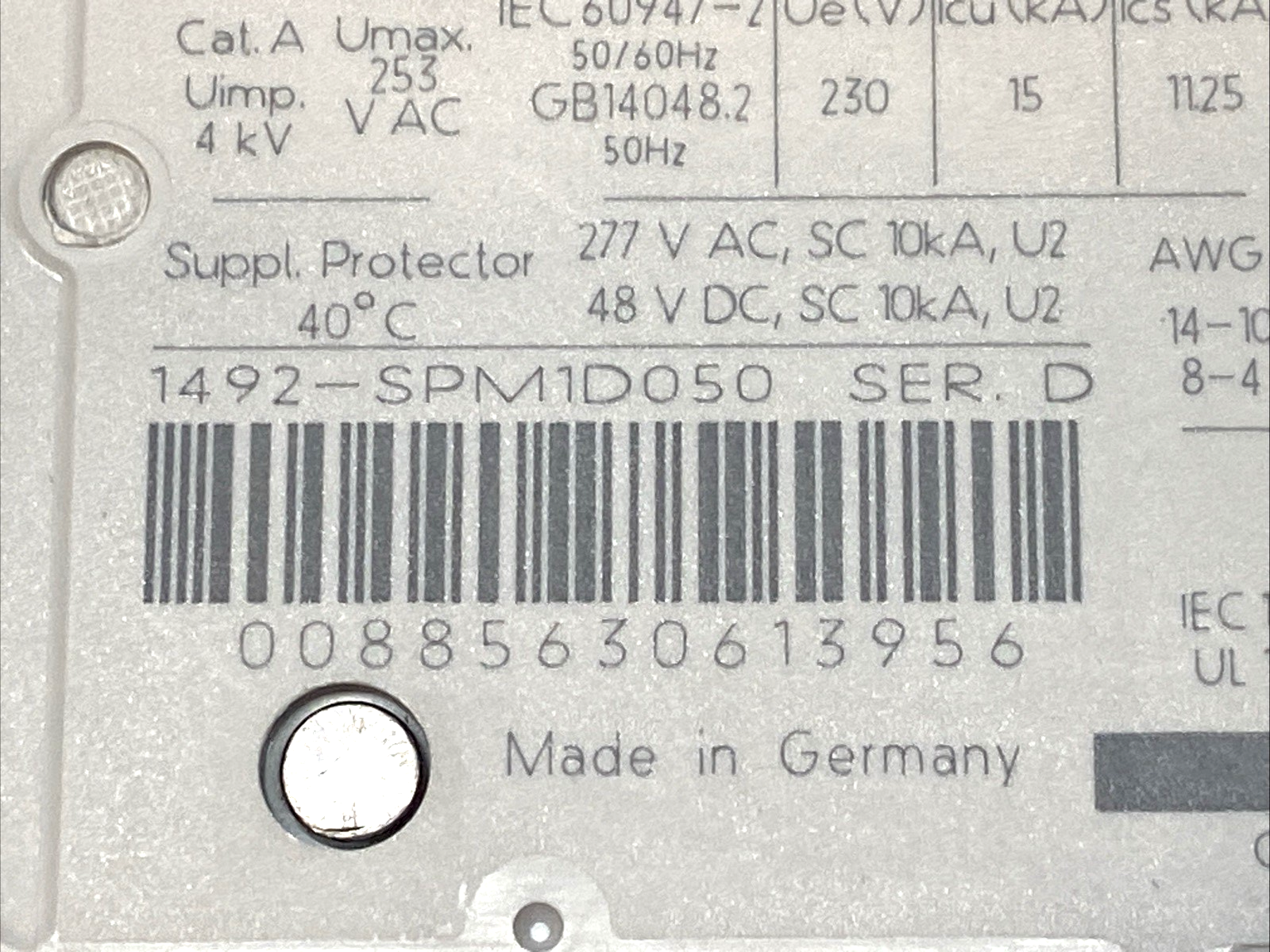 1492-SPM1D050 | Allen Bradley Series D 5A Circuit Breaker - Used - Maverick Industrial Sales