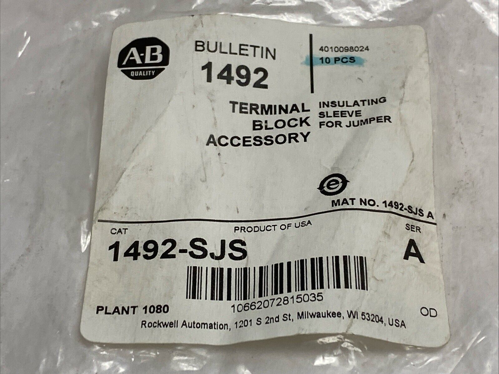 Allen Bradley 1492-SJS Ser A Terminal Block Insulating Sleeve LOT OF 18 - Maverick Industrial Sales