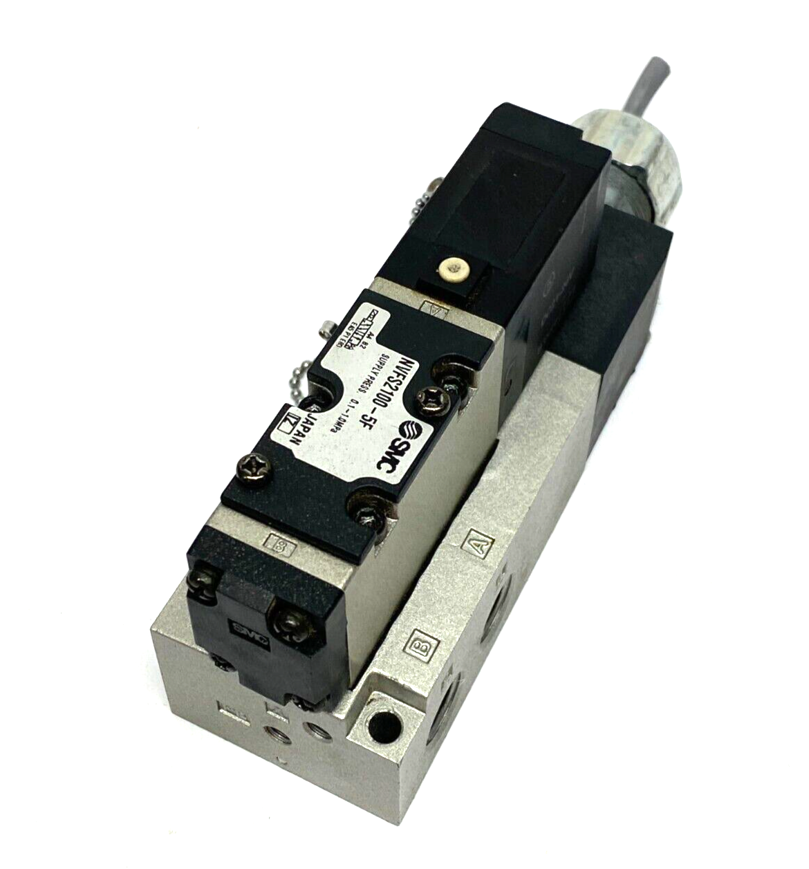 NVFS2100-5F | SMC Manifold Mounted Solenoid Valve 5-Port 0.1~1.0MPa Set Press - Used - Maverick Industrial Sales