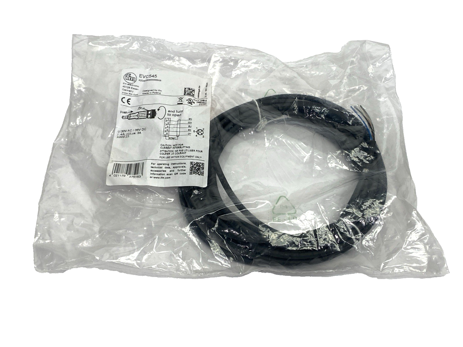 ifm AD0GH050MSS0005K05 Single-Ended Cordset M12 Female Connector 5-Pin 5m EVC545 - Maverick Industrial Sales