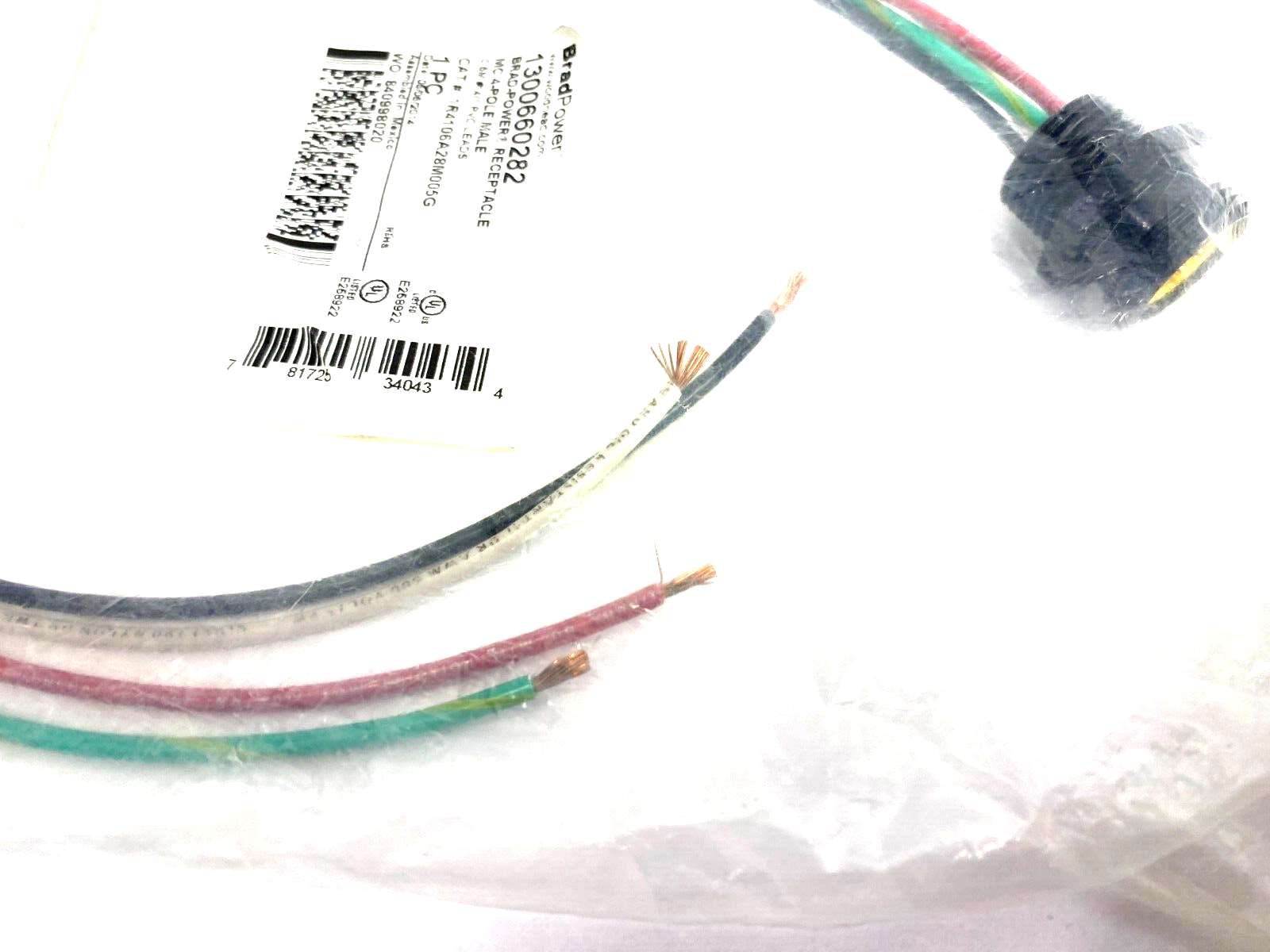 Woodhead BradPower 1300660282 Circular Receptacle Assembly MC 4-Pole Male - Maverick Industrial Sales