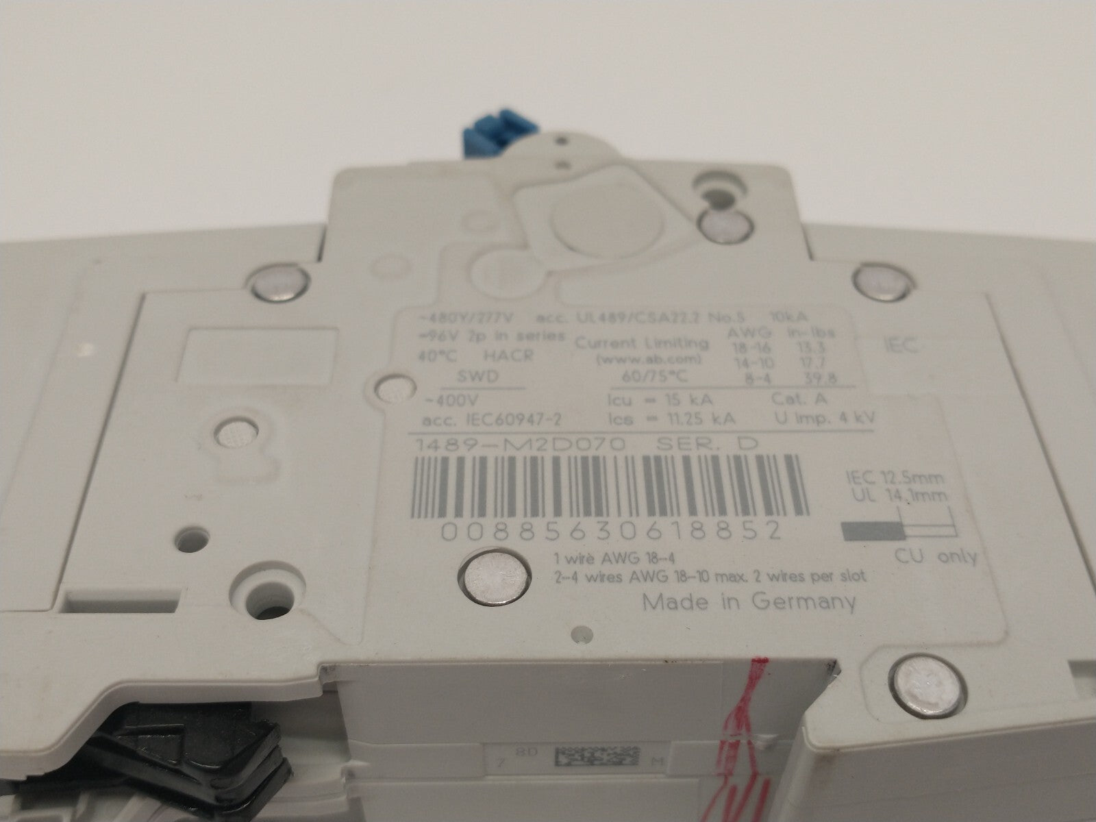 1489-M2D070 | Allen Bradley Ser. D Miniature Circuit Breaker 7A - Used - Maverick Industrial Sales