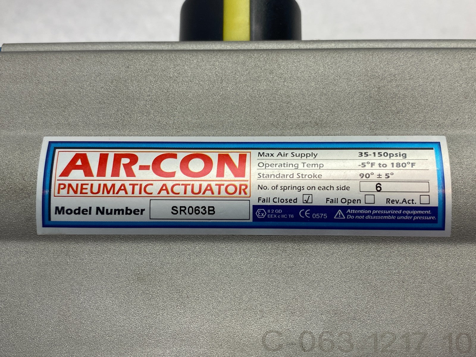 Air-Con SR063B Pneumatic Actuator w/ EX9 03 10 51337 001 Brass Ball Valve - Maverick Industrial Sales