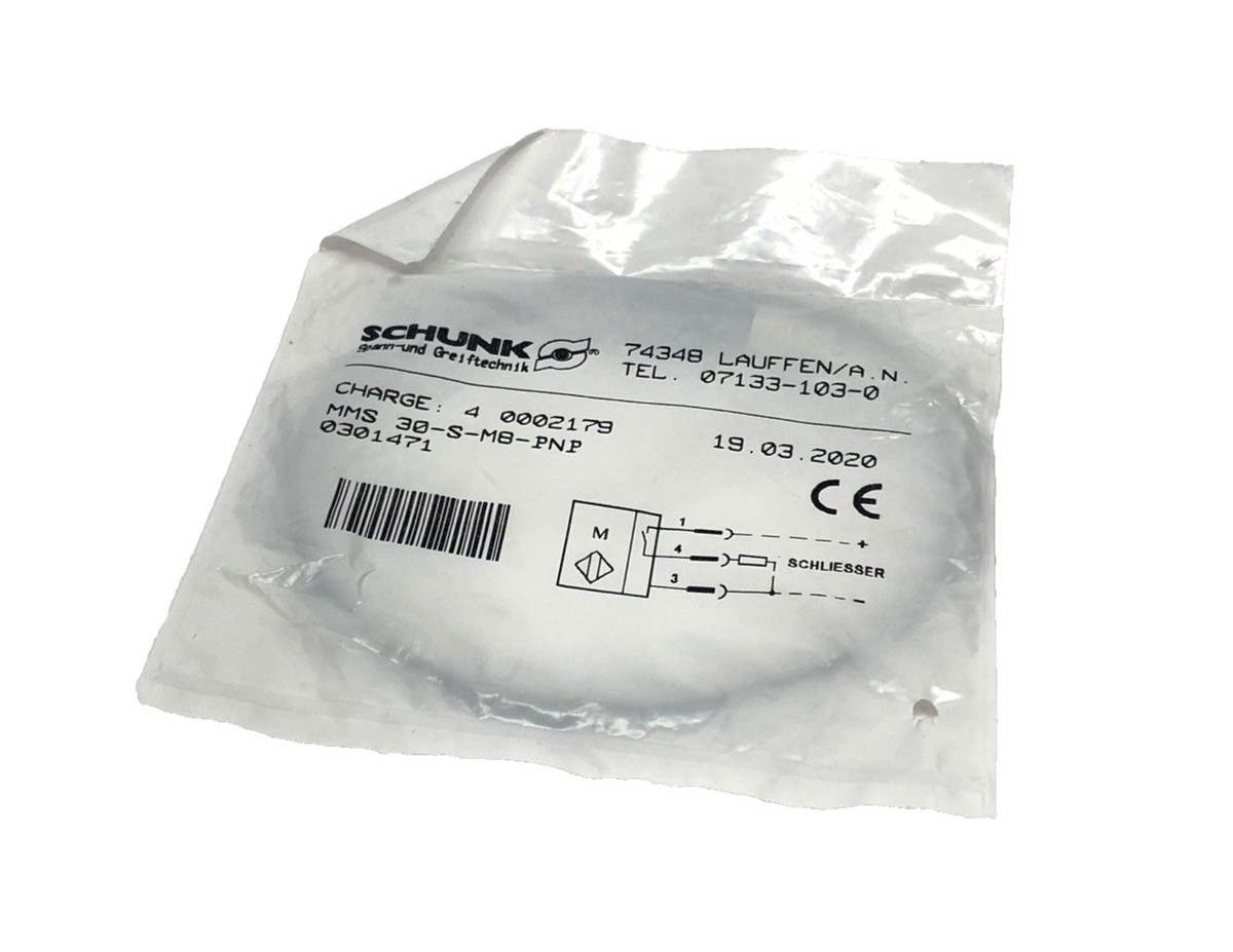 Schunk MMS 30-S-M8-PNP Electronic Magnetic Switch 301471 - Maverick Industrial Sales