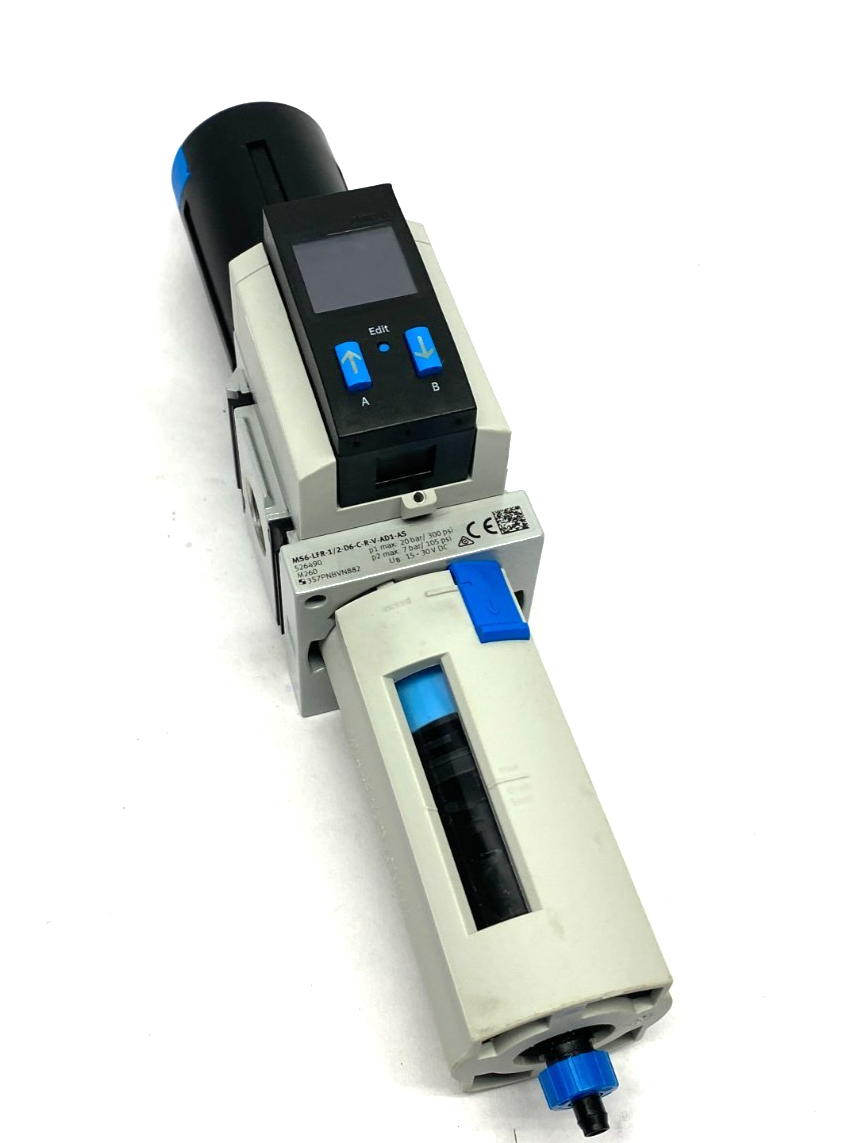 Festo MS6-LFR-1/2-D6-C-R-V-AD1-AS Filter Regulator 526490 w/ Digital Switch - Maverick Industrial Sales