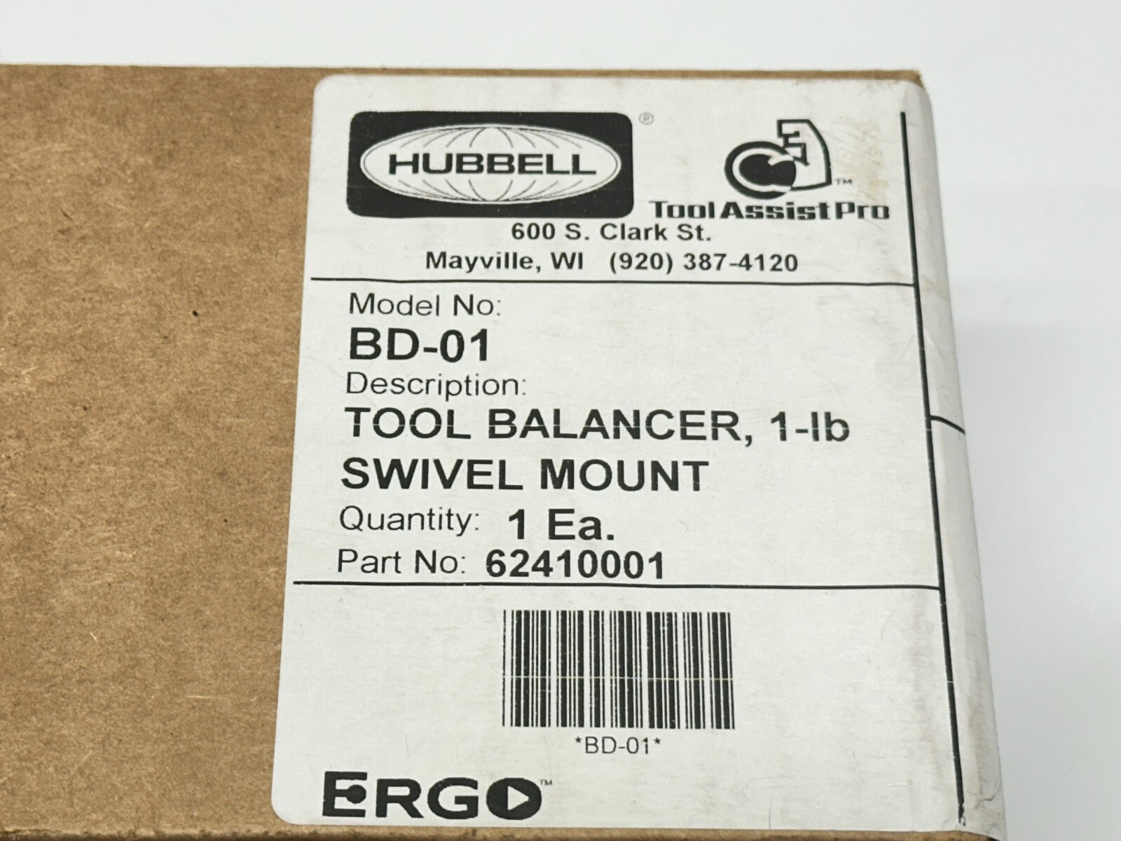 Hubbell 62410001 BD-01 Tool Balancer 1lb Swivel Mount - Maverick Industrial Sales