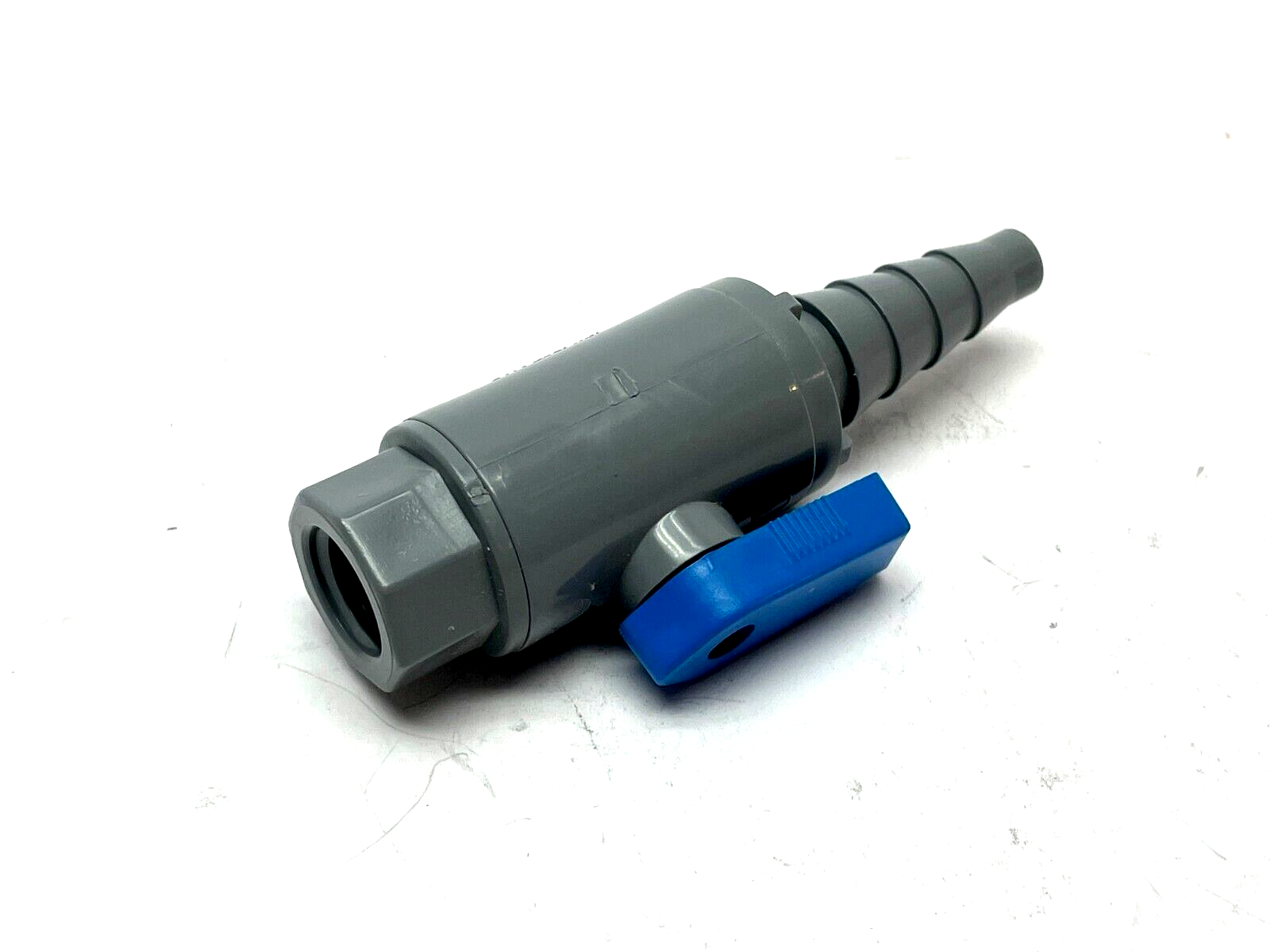 SMC PVC 638-TB4F-F Ball Valve 1/4" FPT x 3/8" to 5/8" Barb - Maverick Industrial Sales